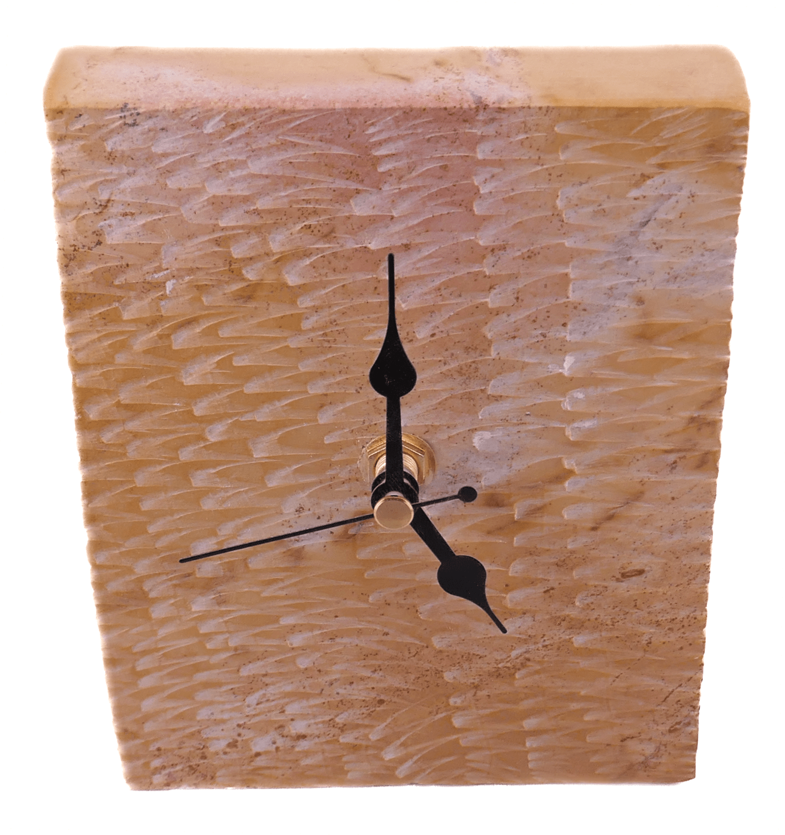 Hand‑Carved Soapstone Standing Clock – African Design, Natural Serrated Stone, Quartz Movement, 1.3 kg Freestanding Home Décor - FriendlyTradingCo