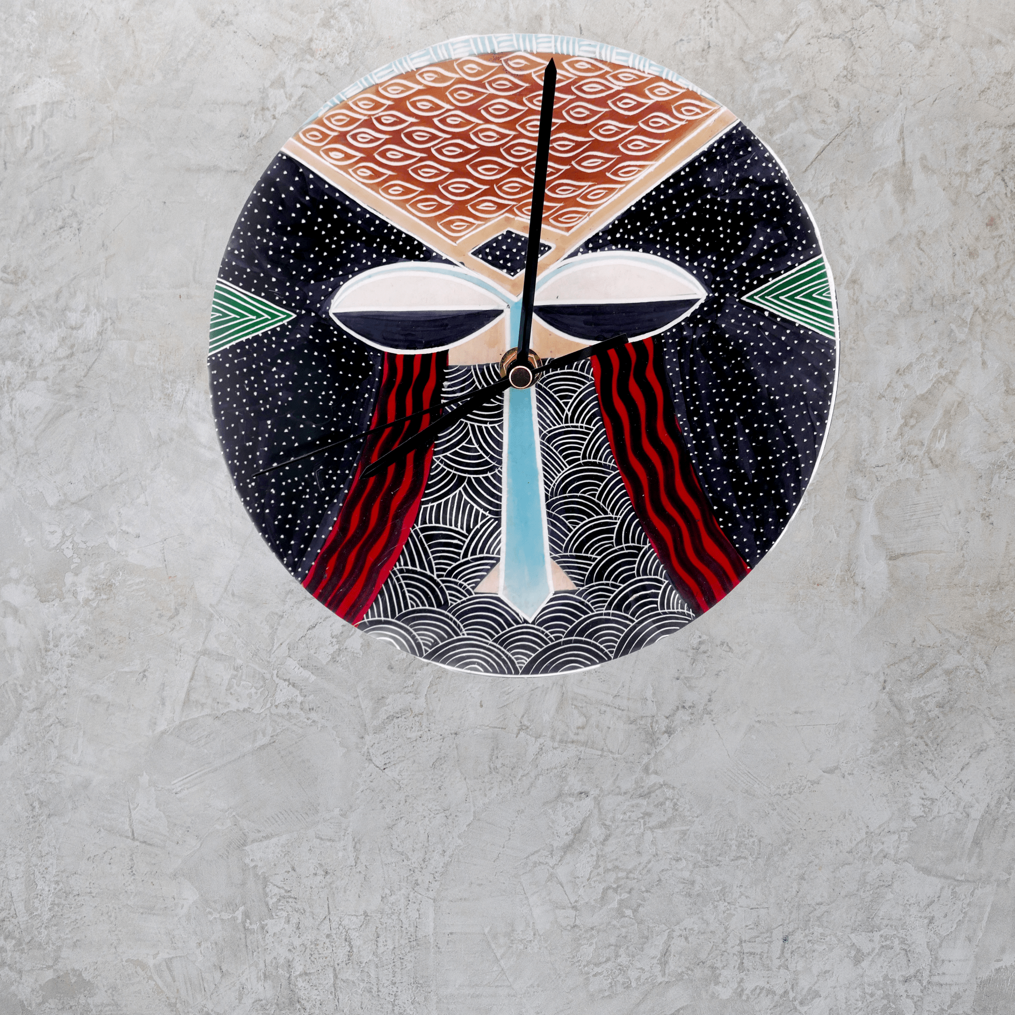 Handcrafted African Stone Wall Clock 8 inch – Artisan‑made, African Abstract Face Design, Natural Stone, Quartz Movement, Ready to Hang - FriendlyTradingCo