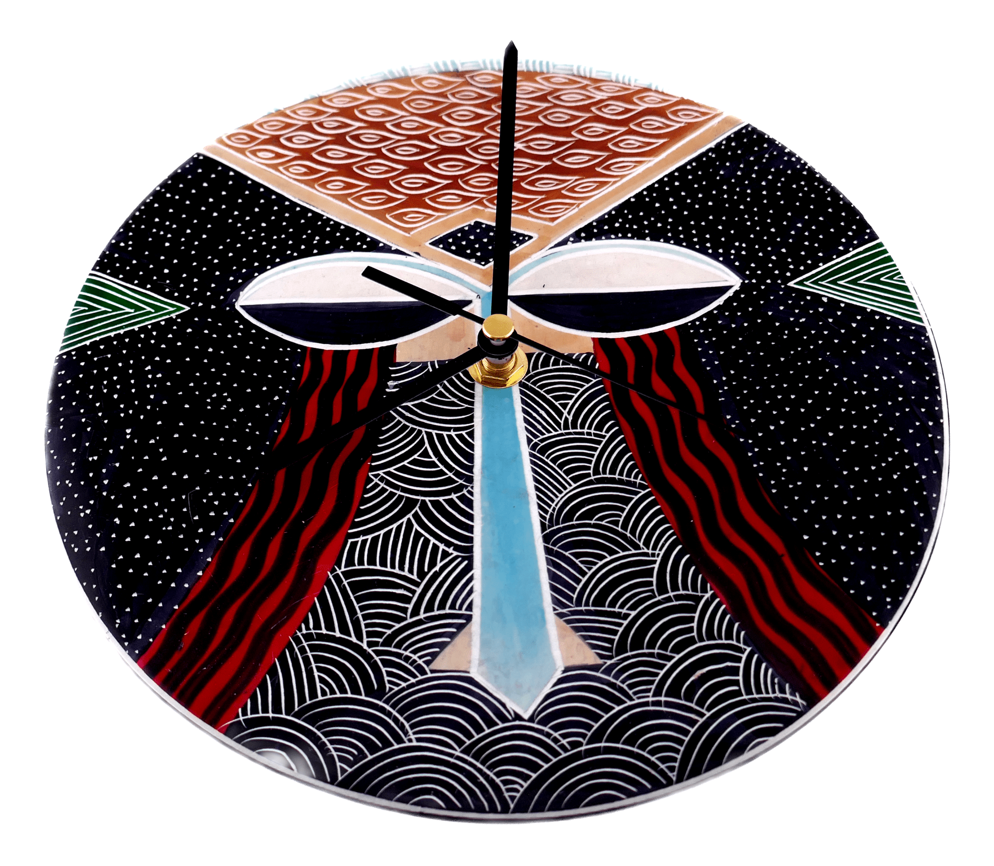 Handcrafted African Stone Wall Clock 8 inch – Artisan‑made, African Abstract Face Design, Natural Stone, Quartz Movement, Ready to Hang - FriendlyTradingCo