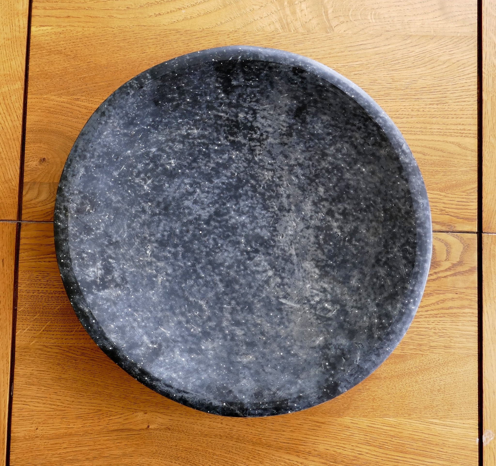 Handcrafted Black Basalt Stone Shallow Bowl // 12" / 30cm // Fruit, Salad, Breads, Shared dishes, dried Botanicals, Soaps // 6 - FriendlyTradingCo