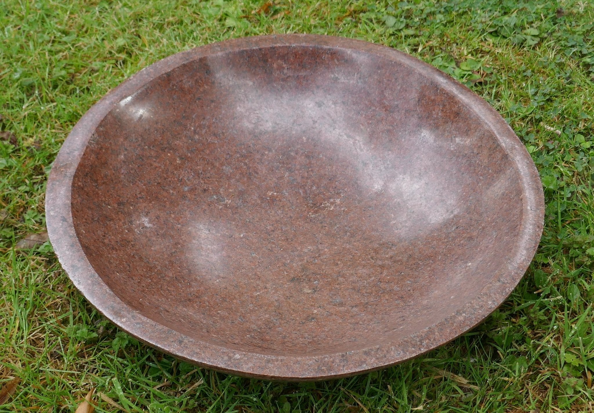 Handcrafted Brown Granite Bowl – 40 cm | 8.2 kg // Artist: Naftal Momanyi // Fruit, Breads, Shared dishes, dried Botanicals, Soaps // Garden bird bath - FriendlyTradingCo