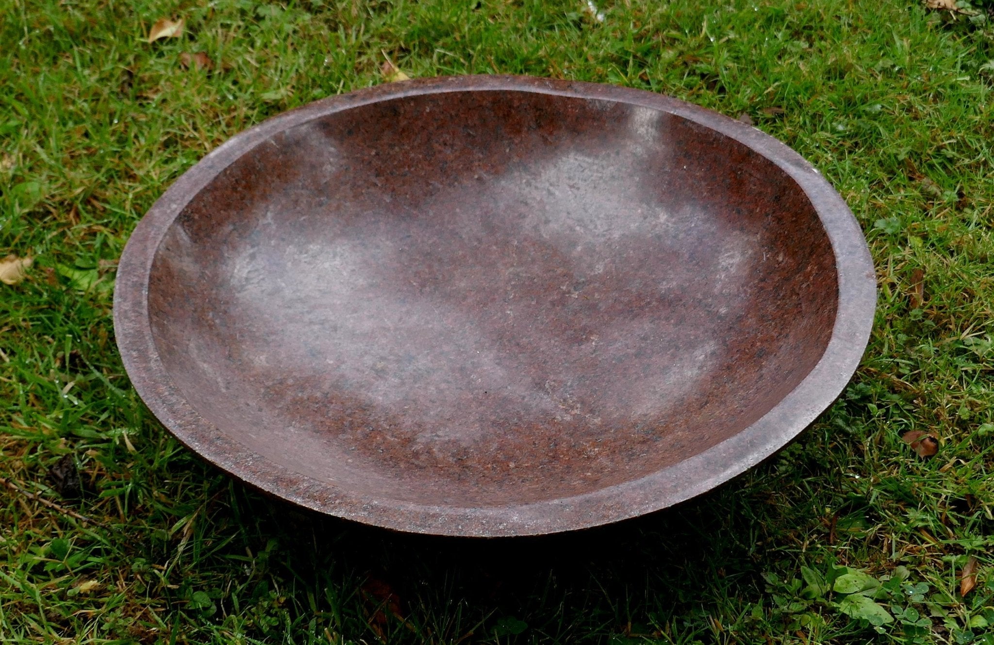 Handcrafted Brown Granite Bowl – 40 cm | 8.2 kg // Artist: Naftal Momanyi // Fruit, Breads, Shared dishes, dried Botanicals, Soaps // Garden bird bath - FriendlyTradingCo