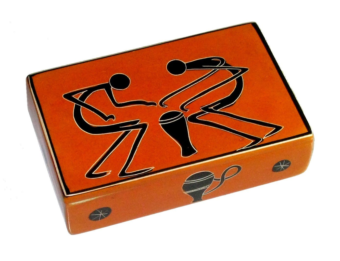 Handcrafted Stone African Drummers Jewellery Box 10cm Natural with Storycard - FriendlyTradingCo