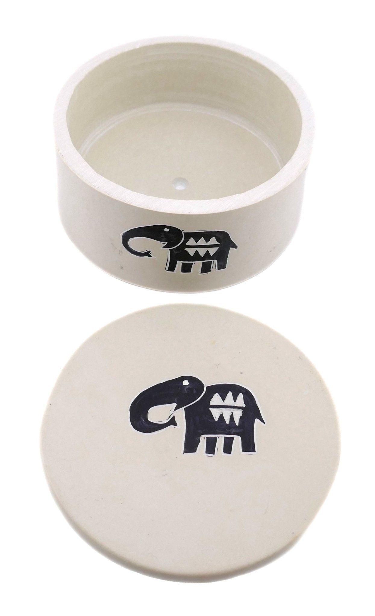 Handcrafted Stone African Elephant Round Jewellery Box 10cm with Storycard - FriendlyTradingCo