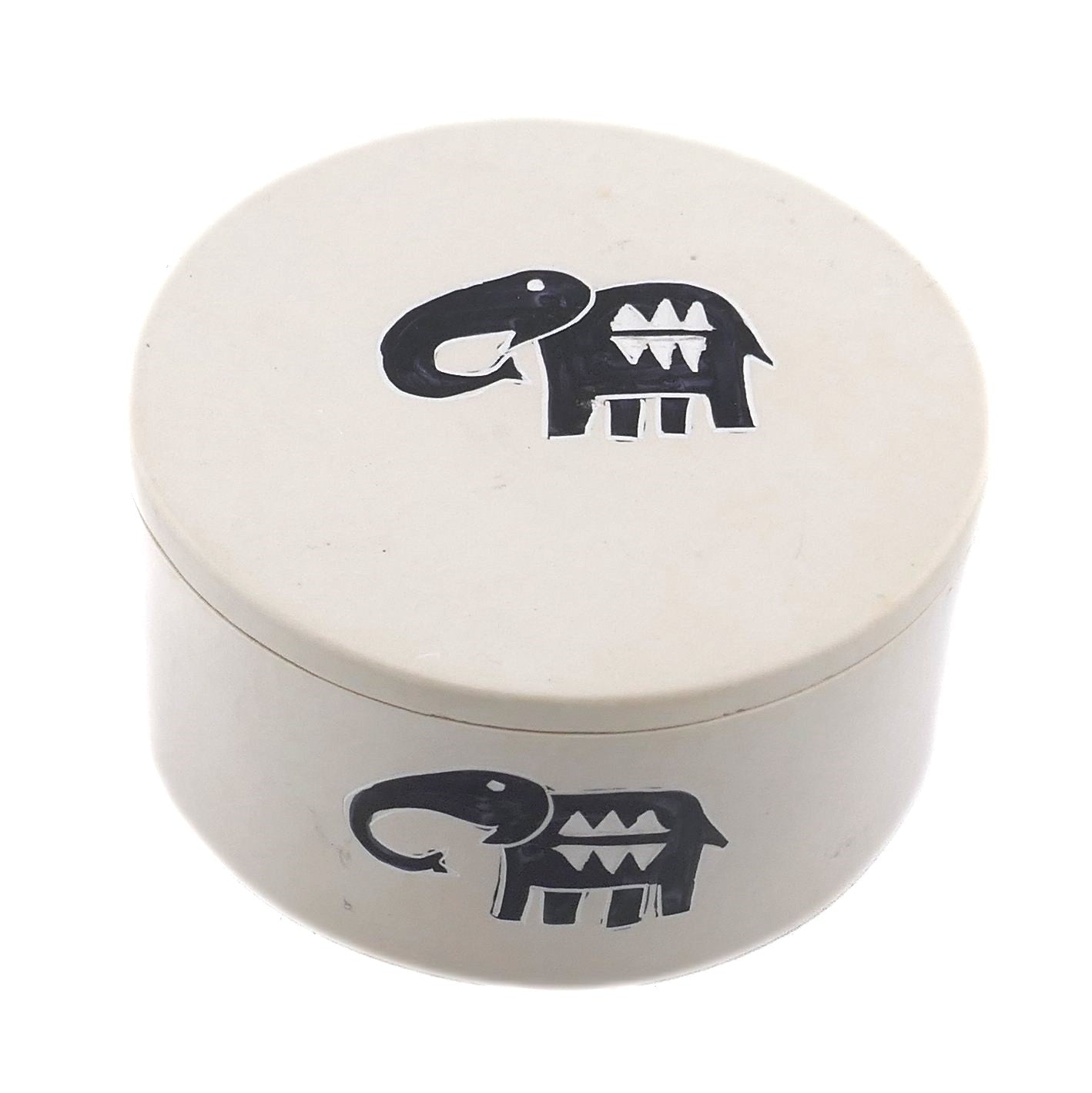 Handcrafted Stone African Elephant Round Jewellery Box 10cm with Storycard - FriendlyTradingCo