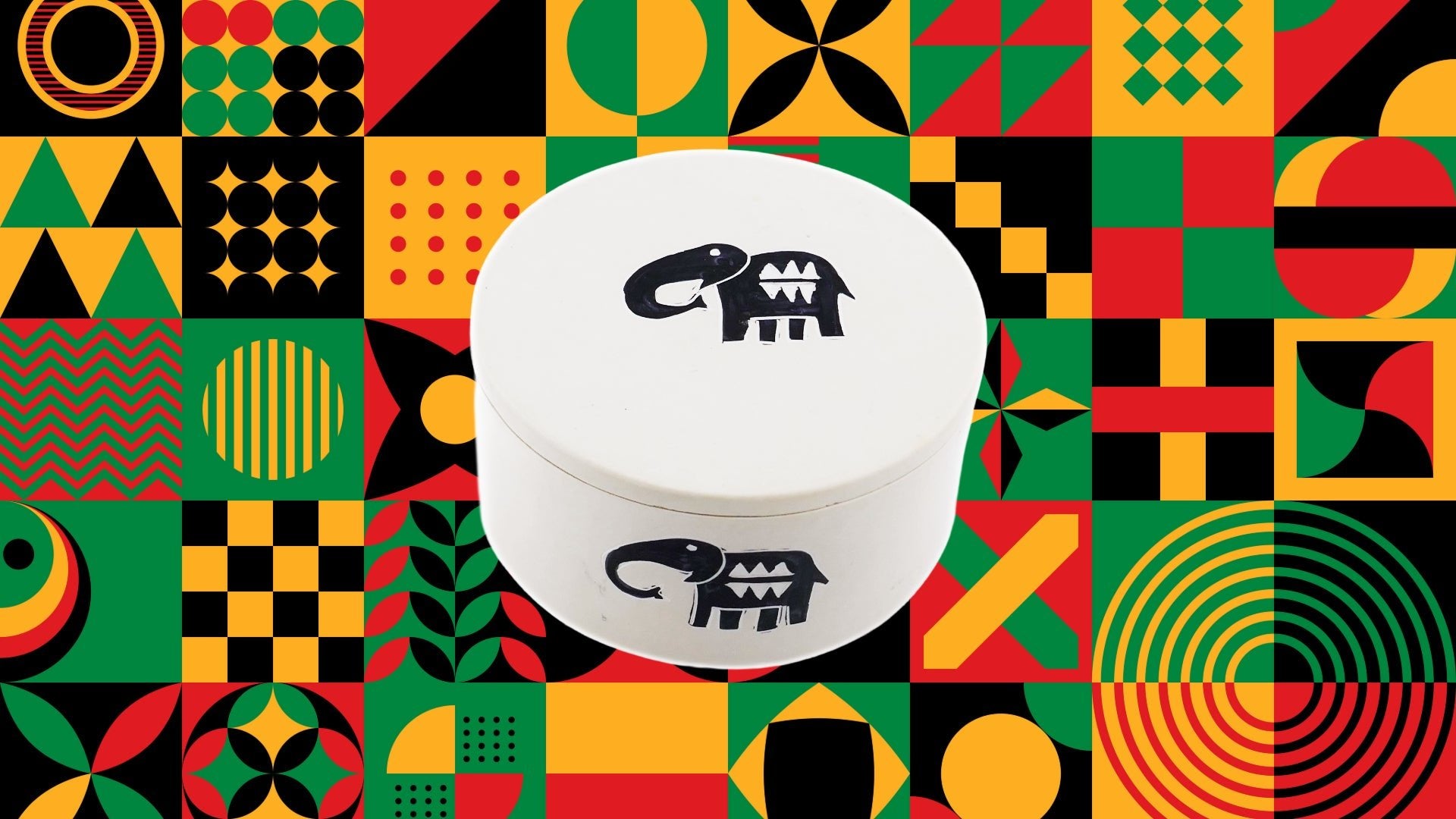 Handcrafted Stone African Elephant Round Jewellery Box 10cm with Storycard - FriendlyTradingCo