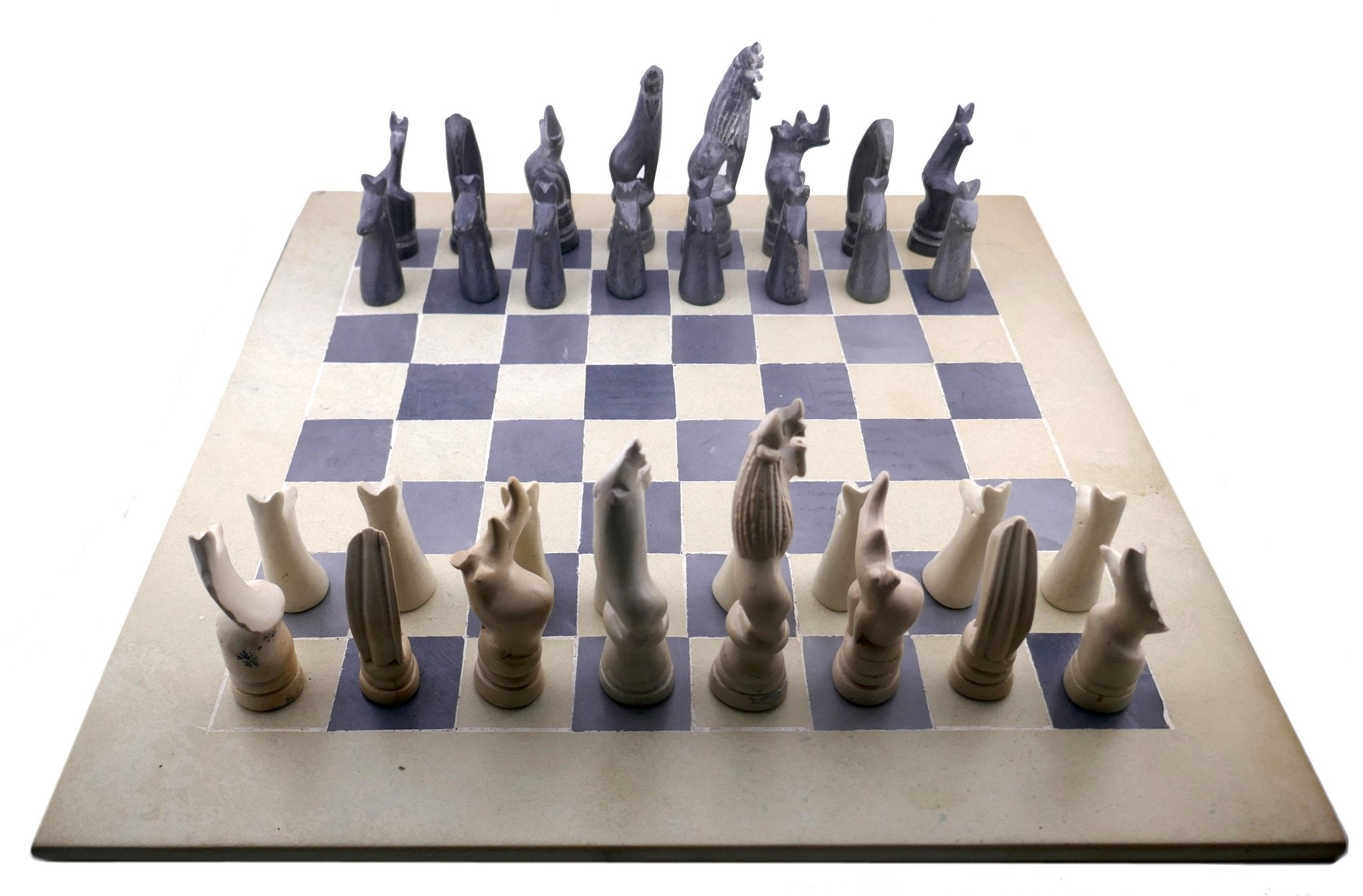 Handcrafted Stone Chess Set // Wild Animal design pieces // 14