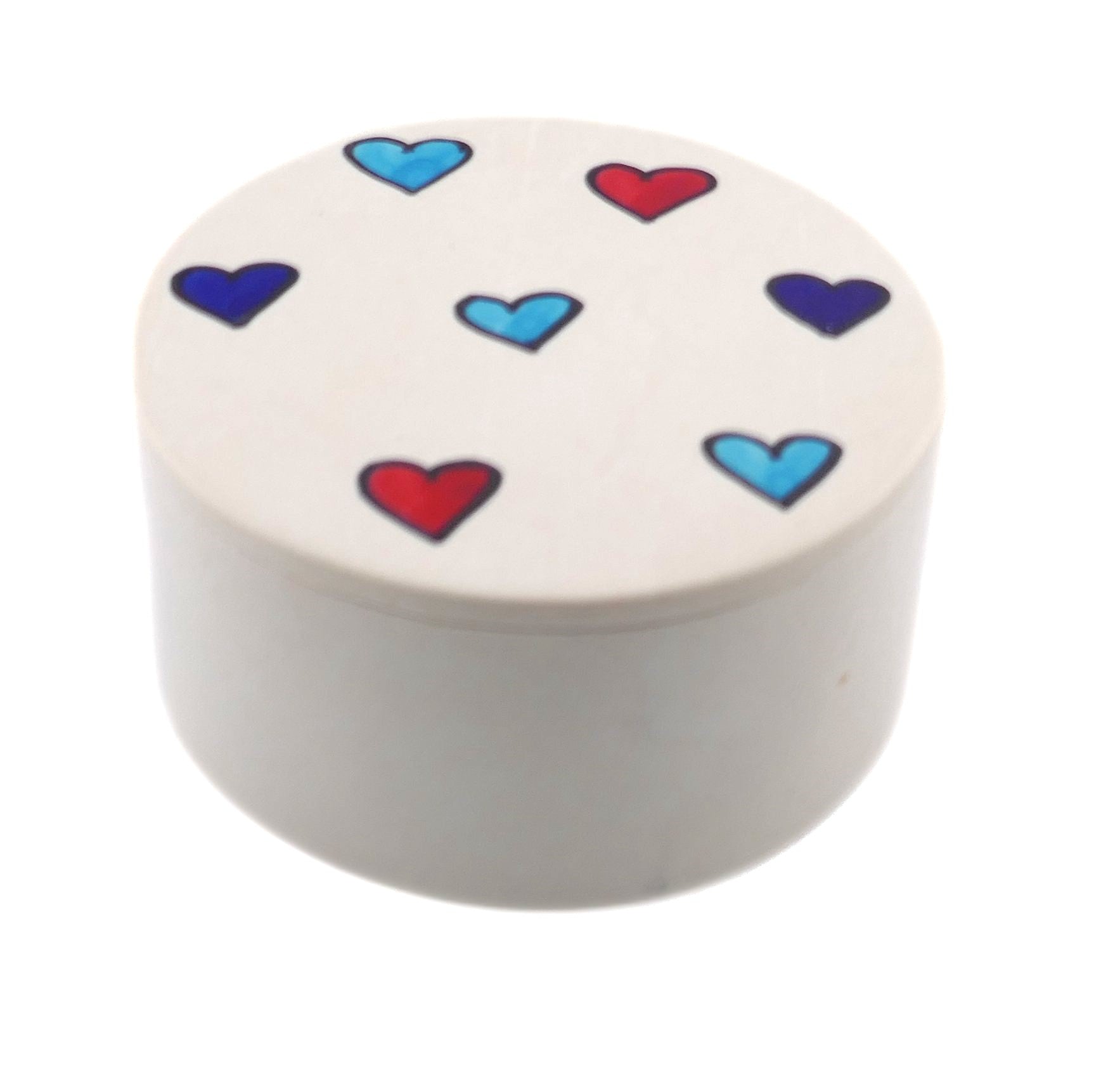 Handcrafted Stone Coloured Hearts Jewellery Box 10cm with Storycard - FriendlyTradingCo