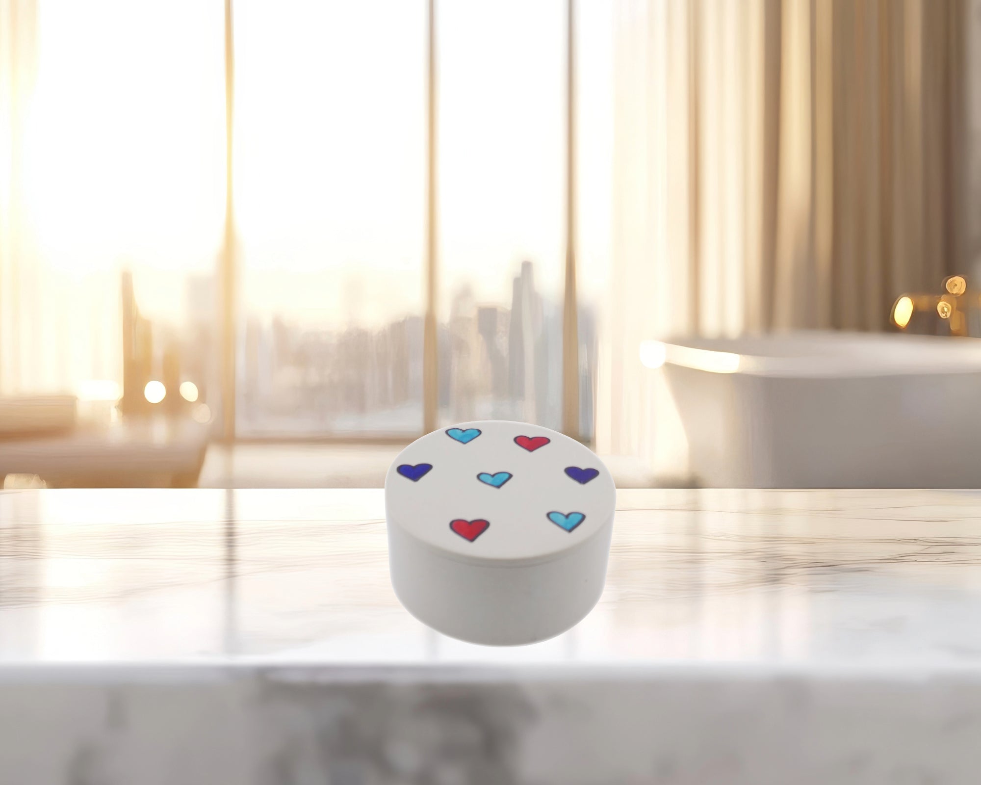 Handcrafted Stone Coloured Hearts Jewellery Boxes & Dish 10cm with Storycard - FriendlyTradingCo