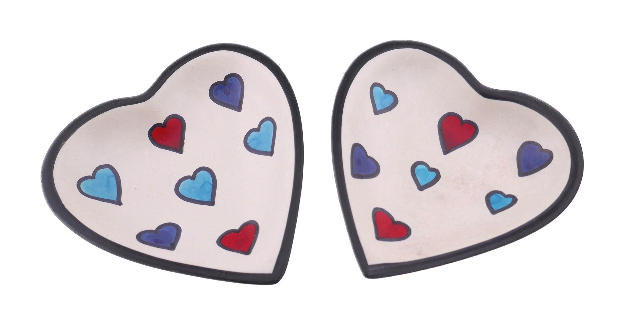 Handcrafted Stone Coloured Hearts Jewellery Boxes & Dish 10cm with Storycard - FriendlyTradingCo