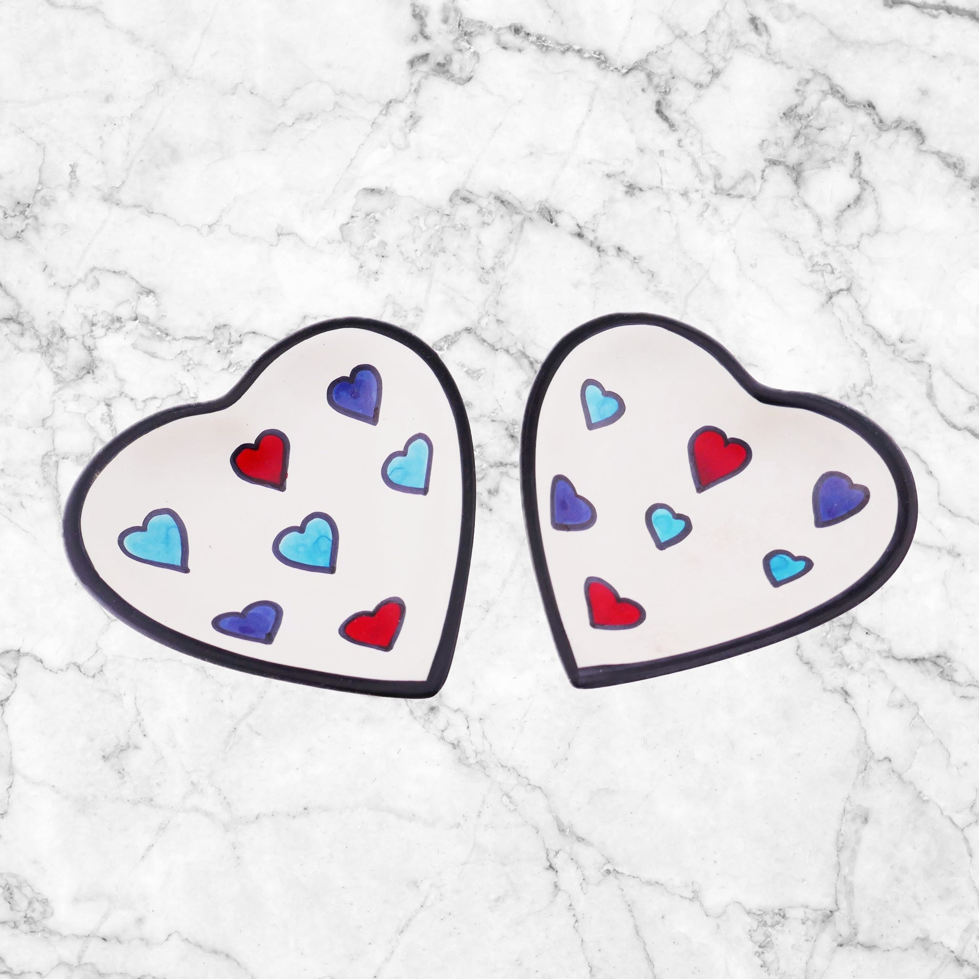 Handcrafted Stone Coloured Hearts Jewellery Boxes & Dish 10cm with Storycard - FriendlyTradingCo