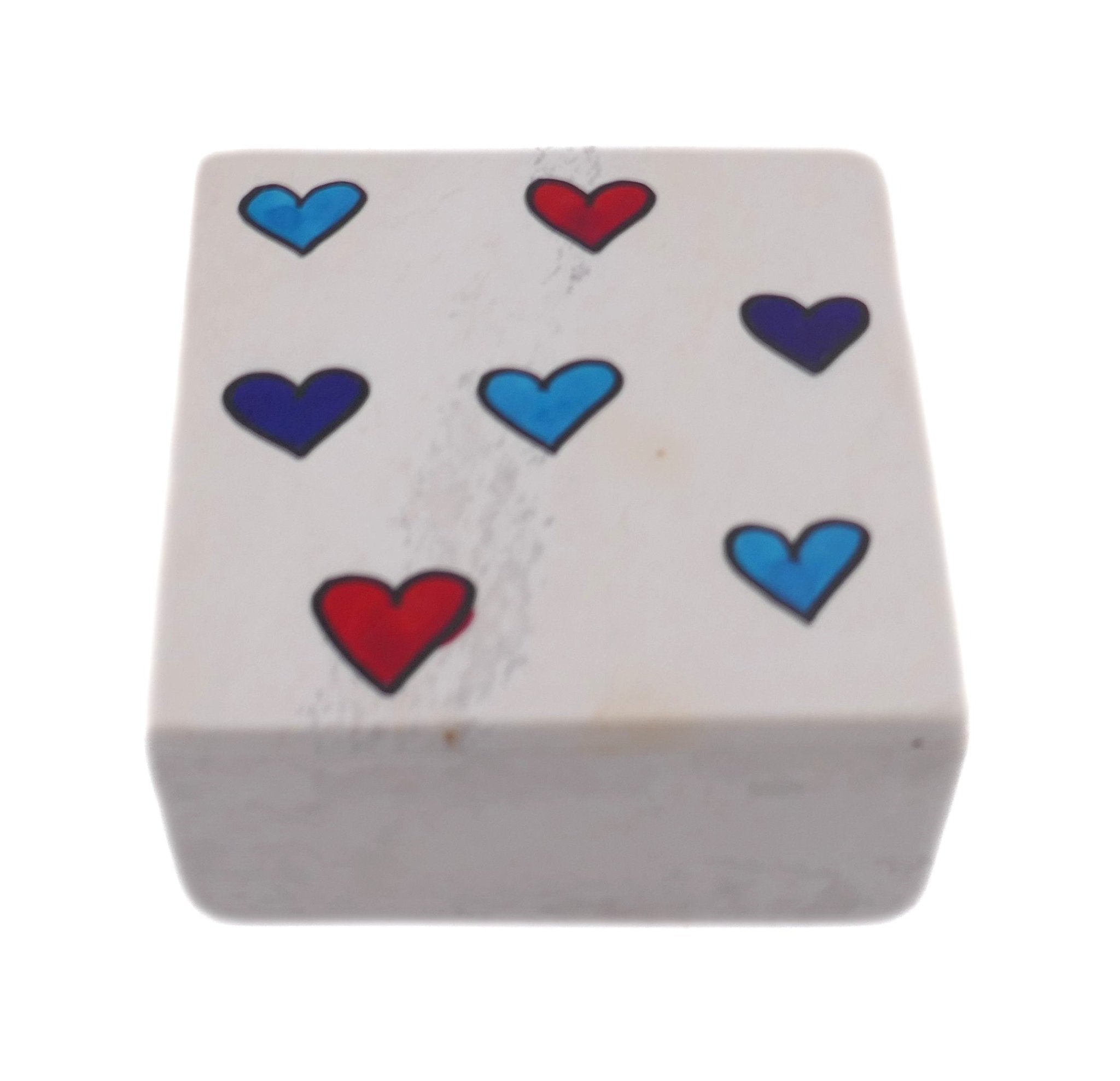 Handcrafted Stone Coloured Hearts Jewellery Boxes & Dish 10cm with Storycard - FriendlyTradingCo
