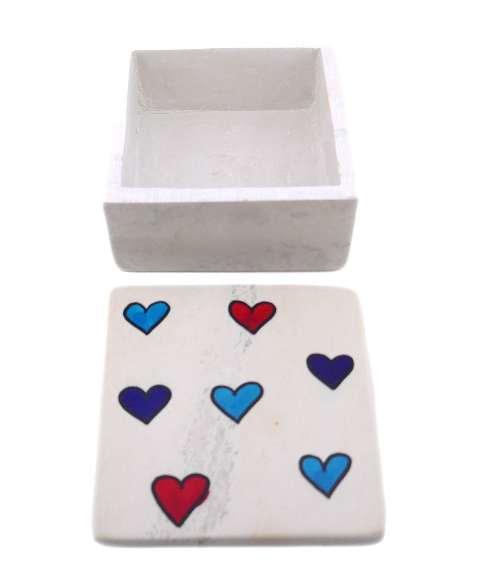 Handcrafted Stone Coloured Hearts Jewellery Boxes & Dish 10cm with Storycard - FriendlyTradingCo