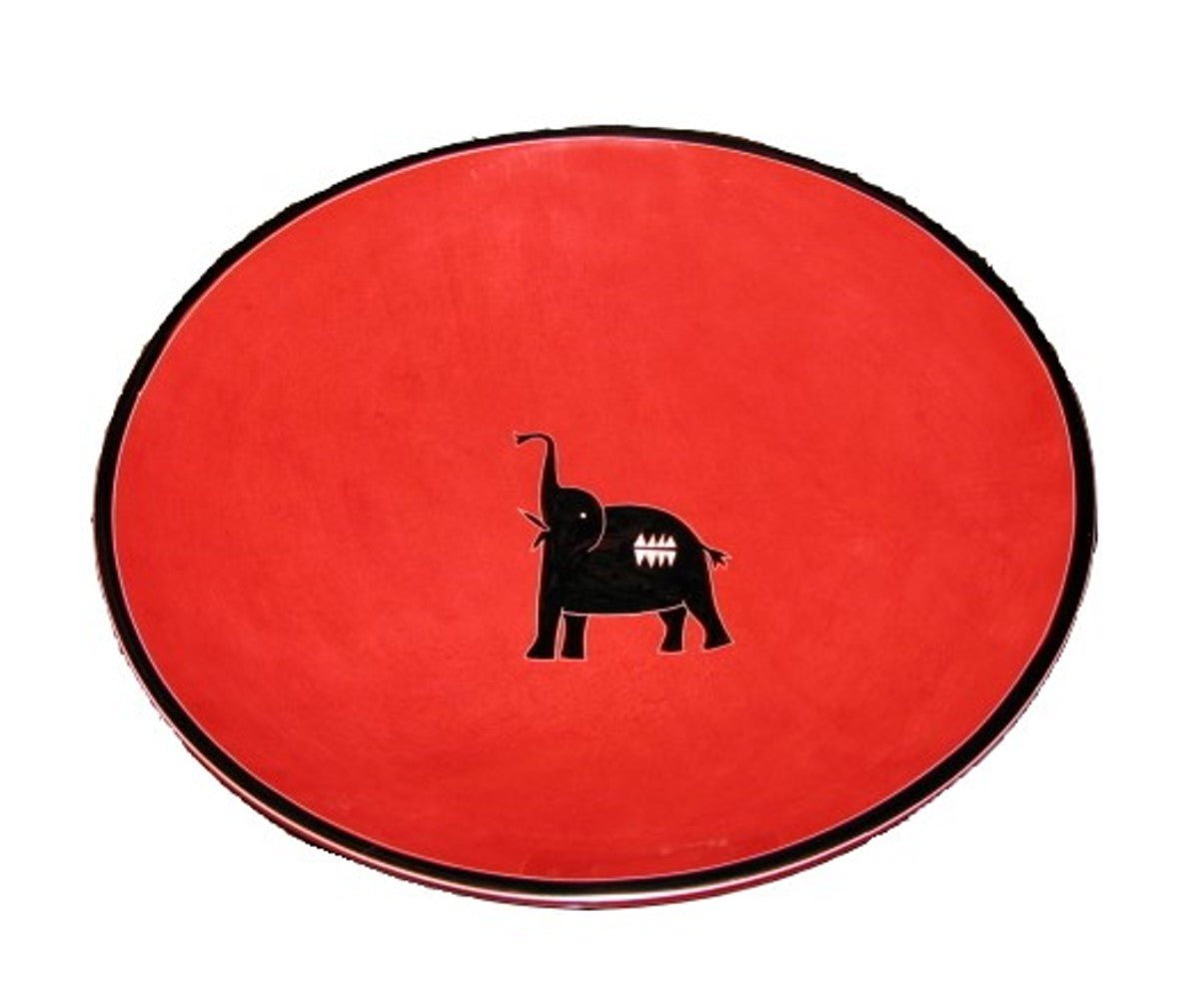 Handcrafted Stone Fruit Bowl 10 inch / 20 cm // Elephant design - Red or Orange // with storycard - FriendlyTradingCo