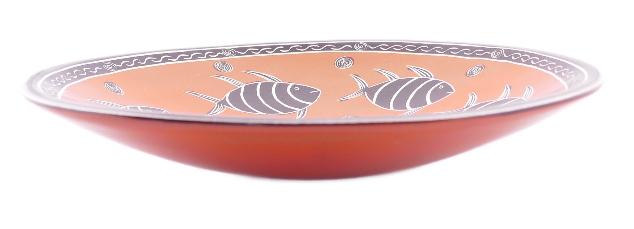 Handcrafted Stone Fruit Bowl Orange Fish Design 10" / 25 cm Fairly Traded - FriendlyTradingCo