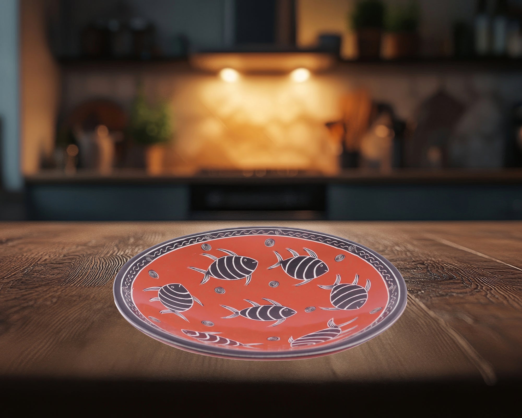 Handcrafted Stone Fruit Bowl Orange Fish Design 10" / 25 cm Fairly Traded - FriendlyTradingCo