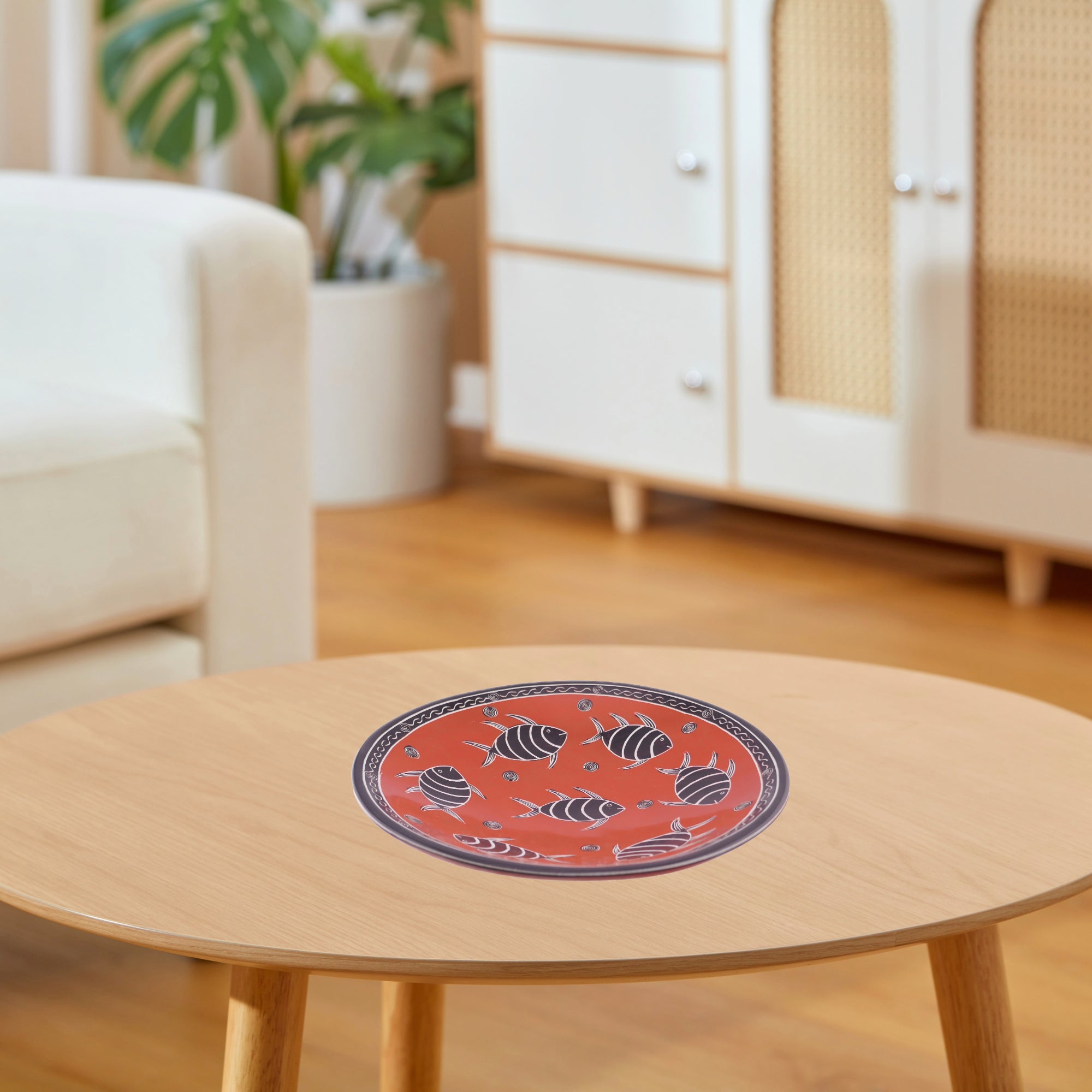 Handcrafted Stone Fruit Bowl Orange Fish Design 10" / 25 cm Fairly Traded - FriendlyTradingCo