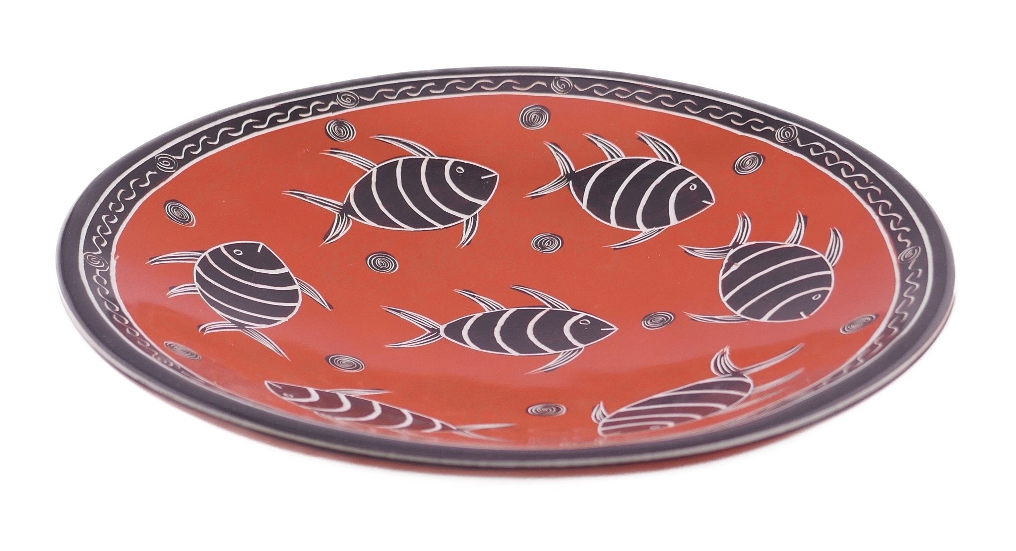 Handcrafted Stone Fruit Bowl Orange Fish Design 10