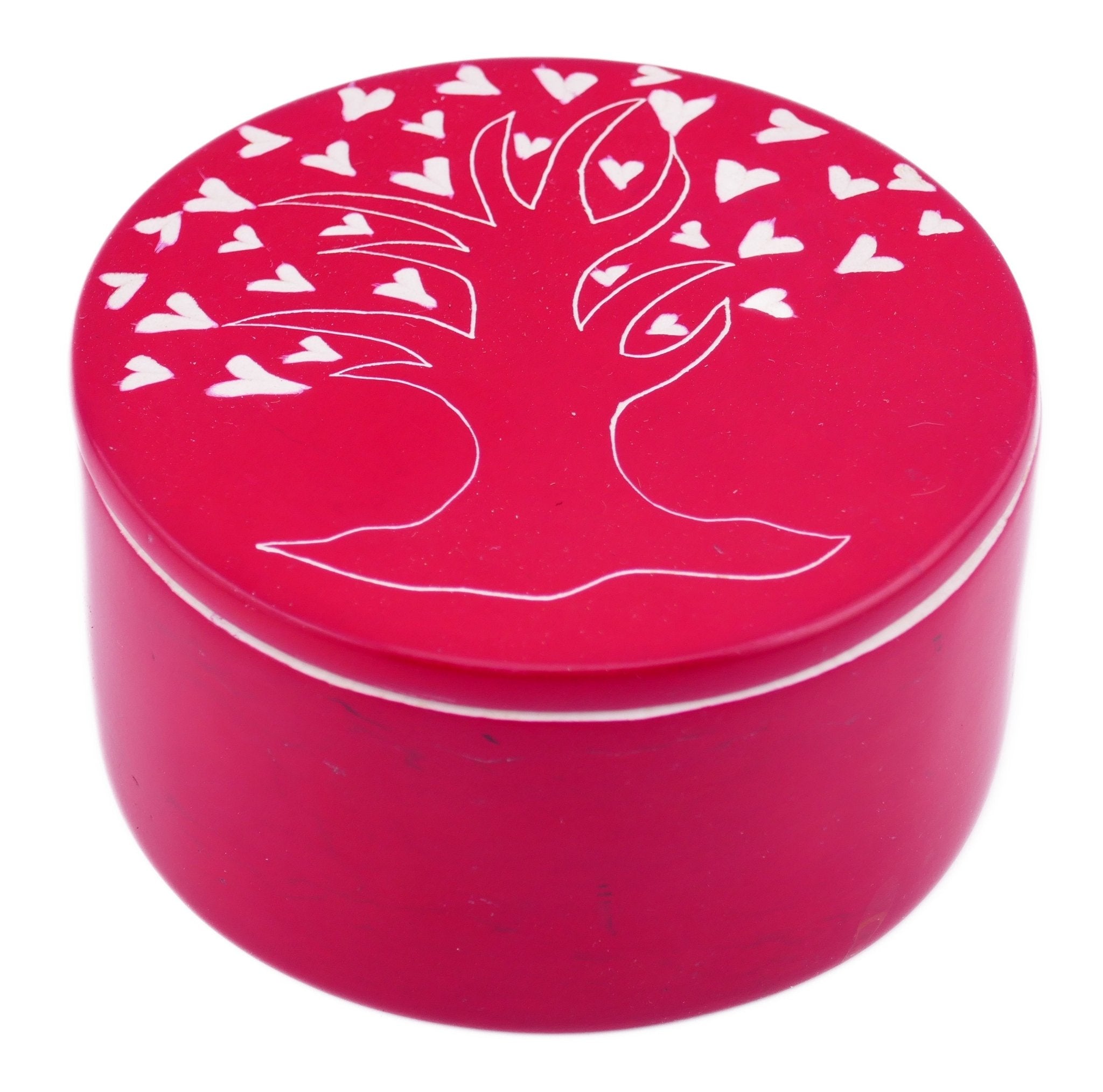 Handcrafted Stone Heart Tree Round Jewellery Box 10cm with Storycard - FriendlyTradingCo