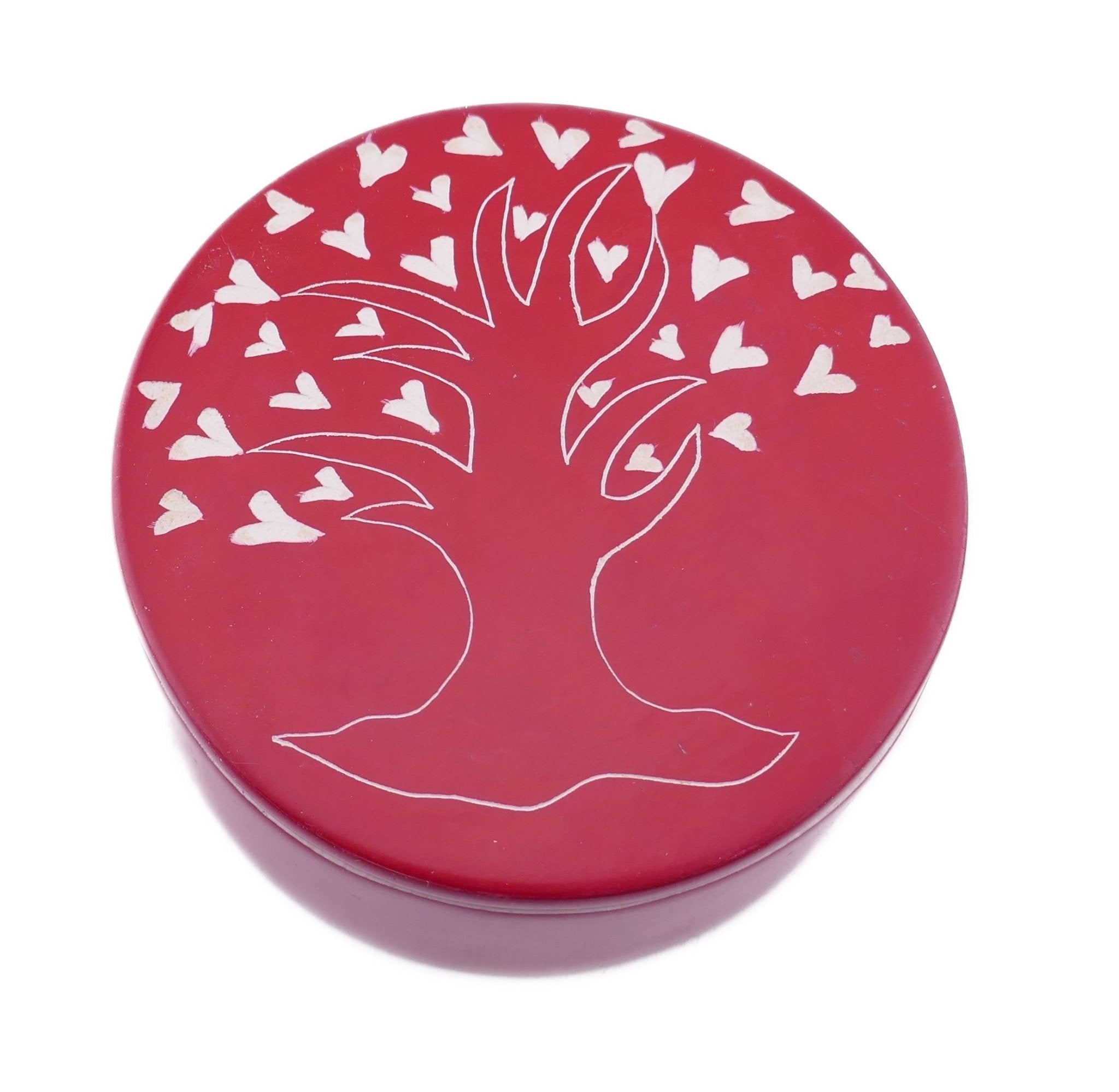 Handcrafted Stone Heart Tree Round Jewellery Box 10cm with Storycard - FriendlyTradingCo