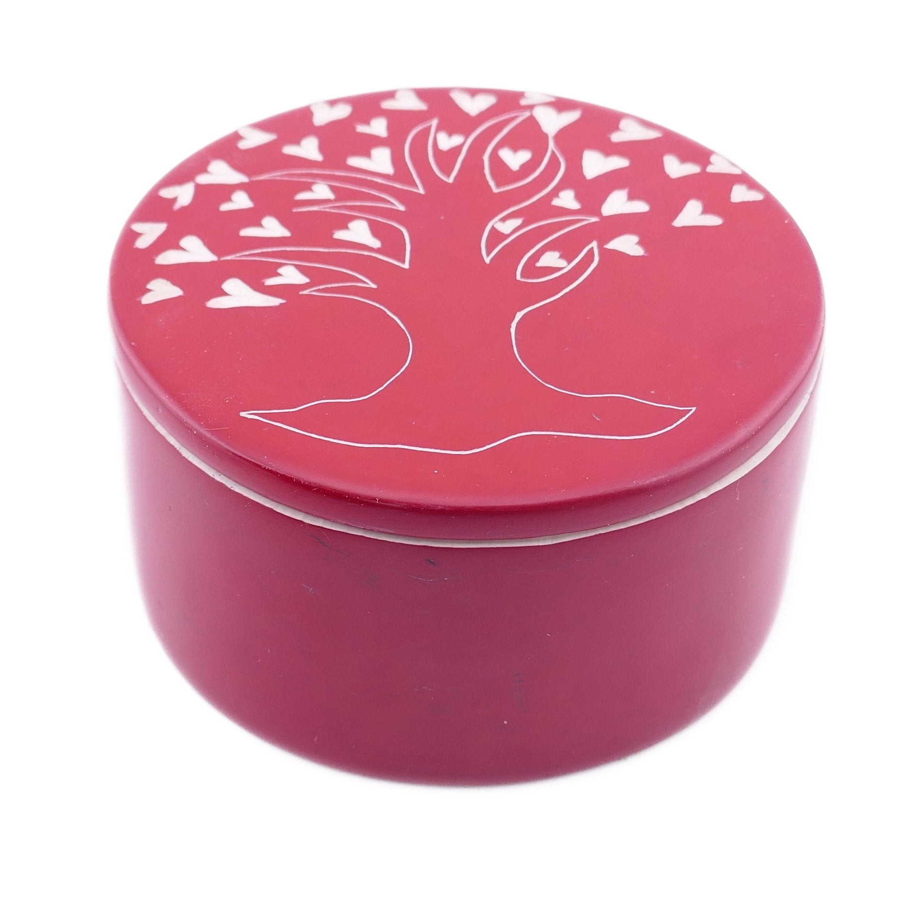 Handcrafted Stone Heart Tree Round Jewellery Box 10cm with Storycard - FriendlyTradingCo