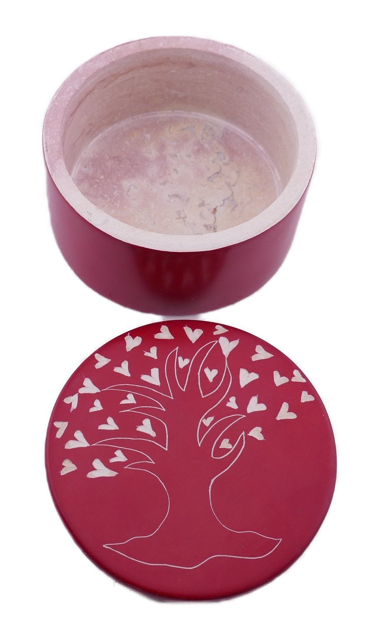 Handcrafted Stone Heart Tree Round Jewellery Box 10cm with Storycard - FriendlyTradingCo