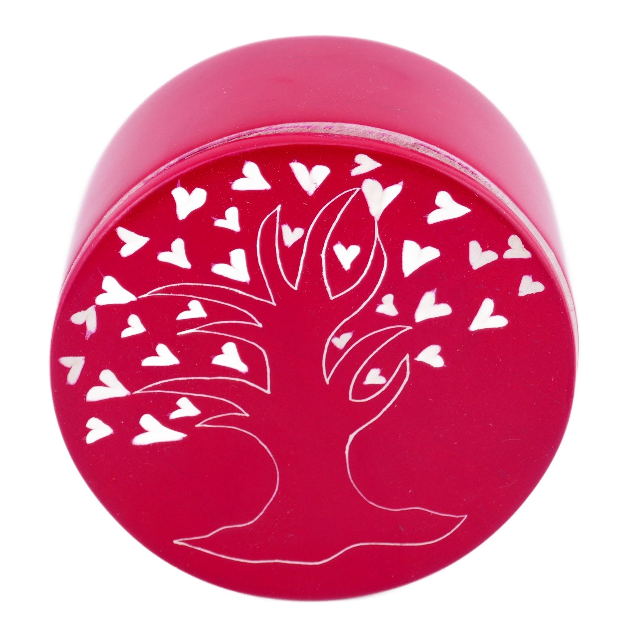 Handcrafted Stone Heart Tree Round Jewellery Box 10cm with Storycard - FriendlyTradingCo