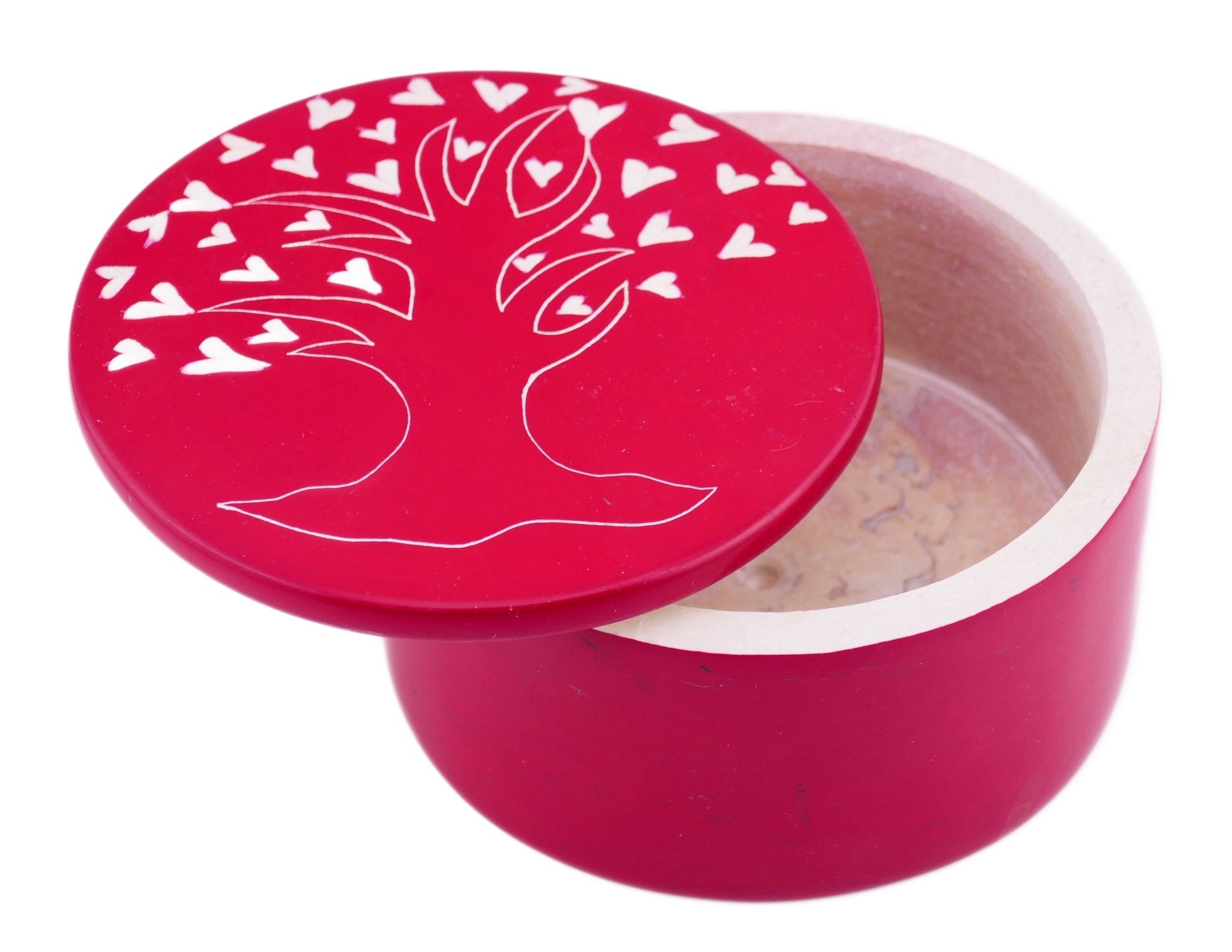 Handcrafted Stone Heart Tree Round Jewellery Box 10cm with Storycard - FriendlyTradingCo