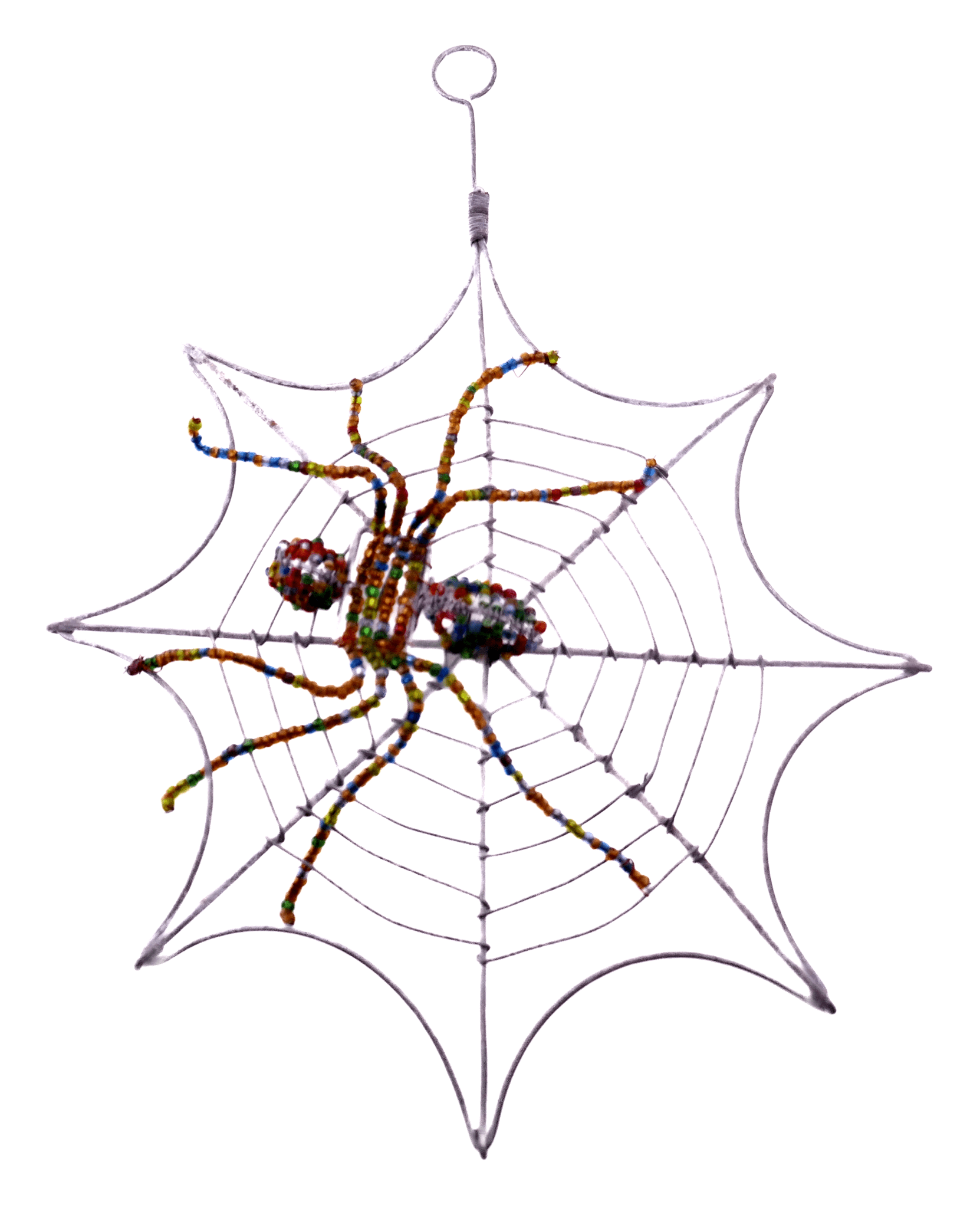 Hand‑Crafted Wire Spider’s Web with Colourful Spider 25 cm - FriendlyTradingCo