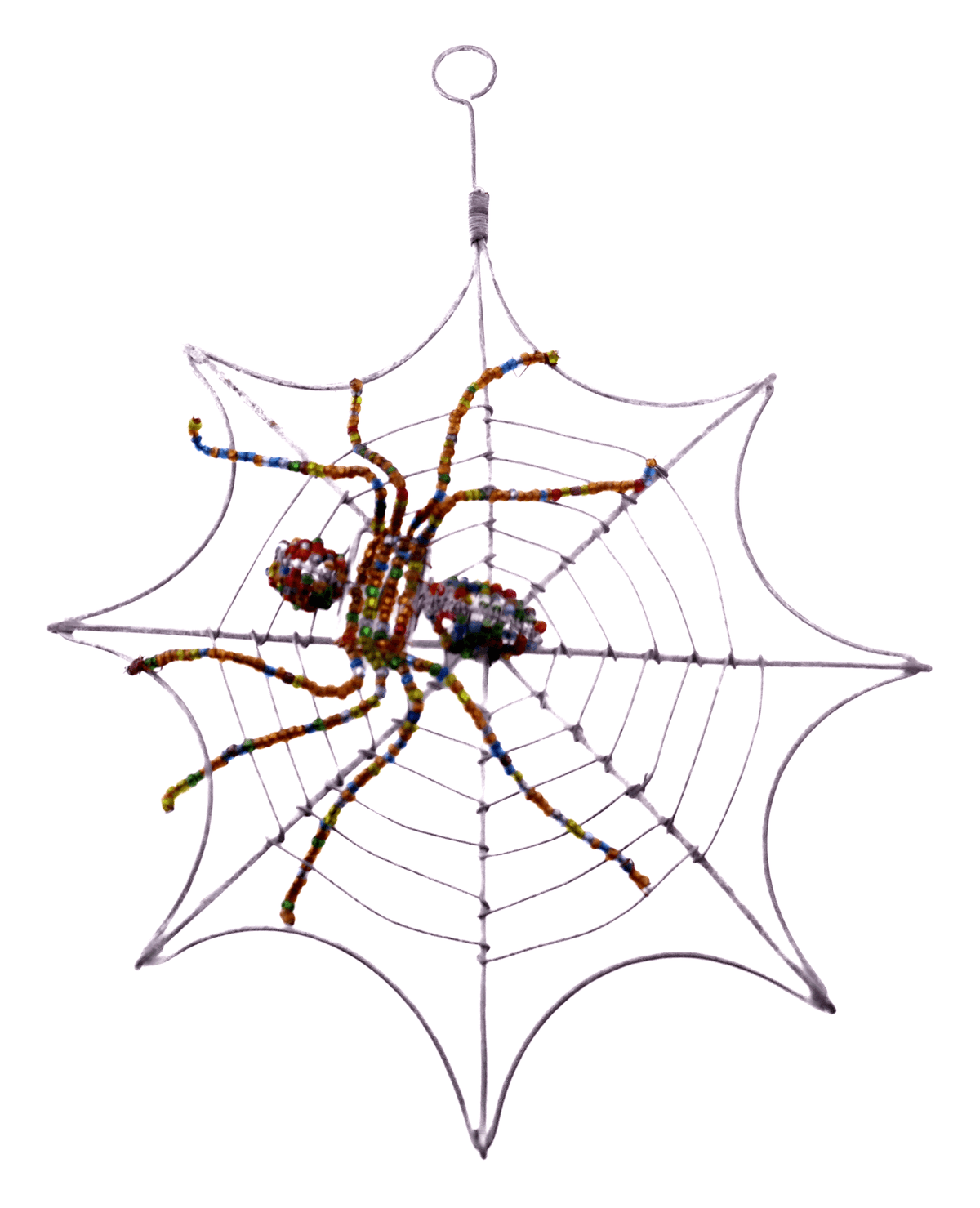 Hand‑Crafted Wire Spider’s Web with Colourful Spider 25 cm - FriendlyTradingCo