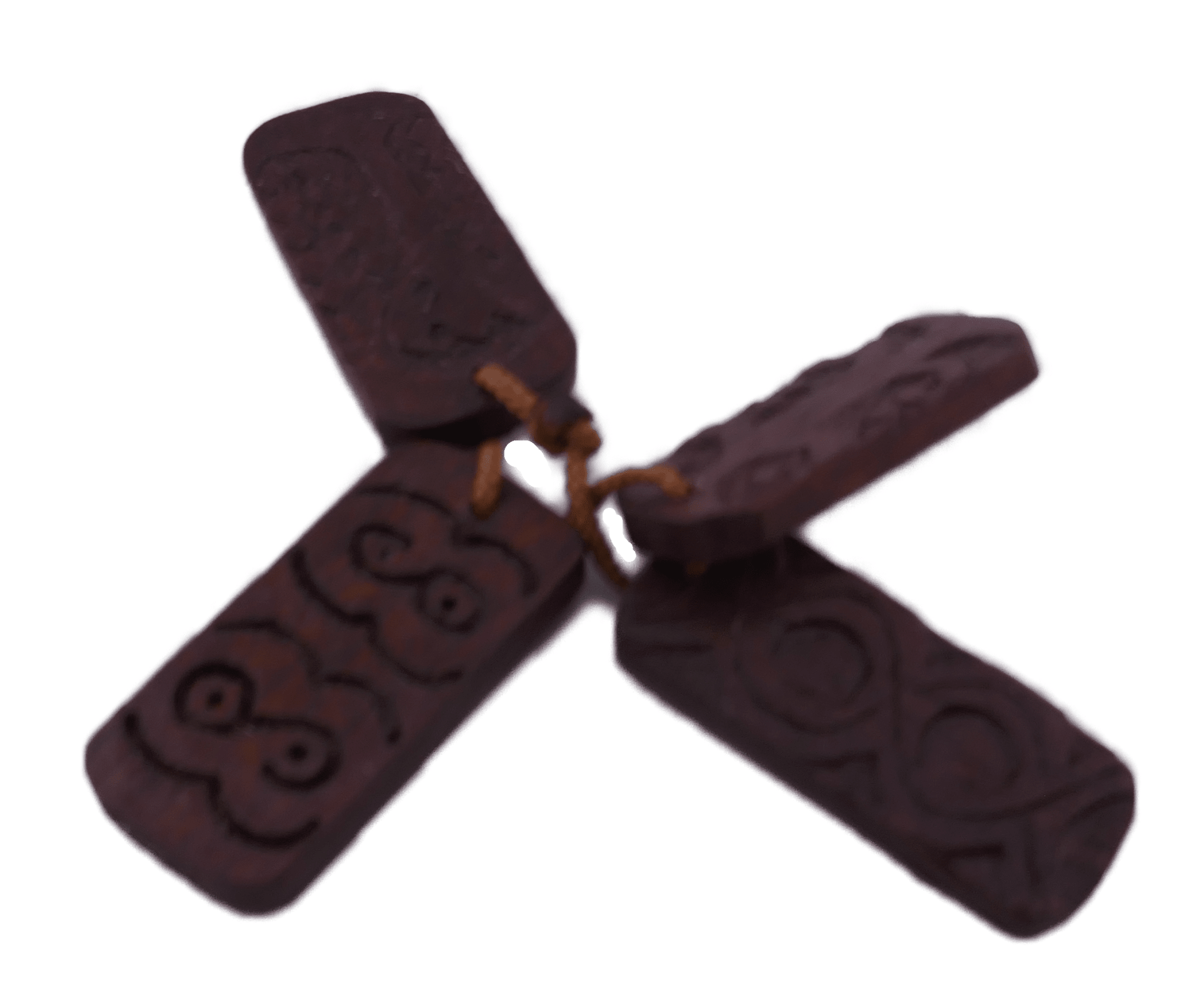 Handcrafted Wooden Dog Tag Charms – Set of Four - African motifs - FriendlyTradingCo