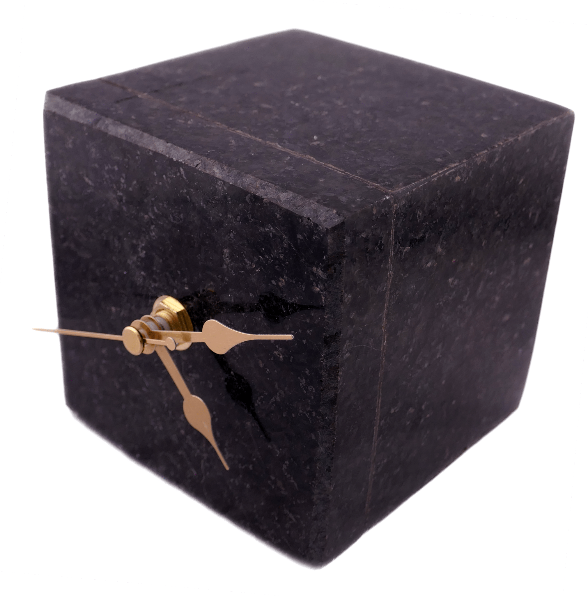 Handmade Granite Cube Desk Clock – African Design, Natural Black Stone, Quartz Movement, Compact Freestanding 10×10×6 cm – Friendly Trading Co - FriendlyTradingCo