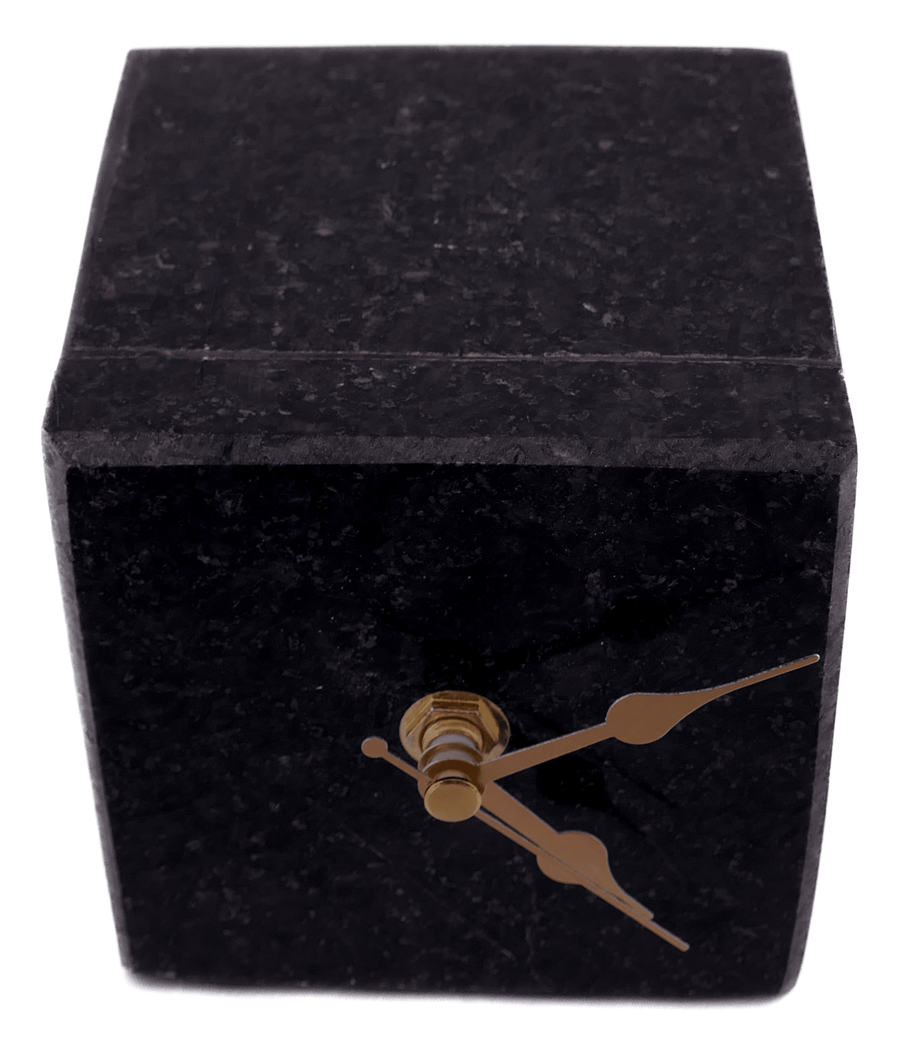 Handmade Granite Cube Desk Clock – African Design, Natural Black Stone, Quartz Movement, Compact Freestanding 10×10×6 cm – Friendly Trading Co - FriendlyTradingCo