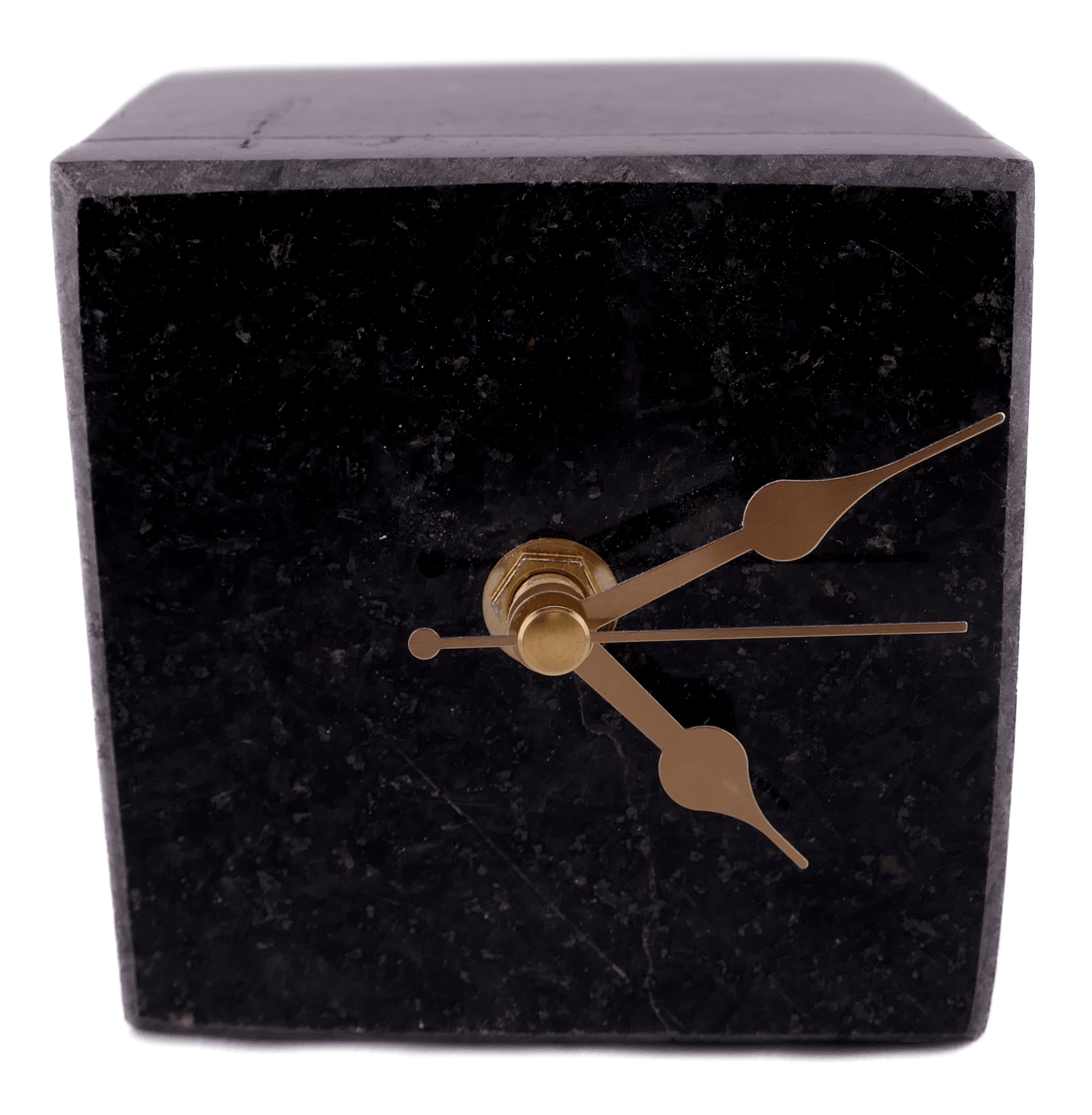 Handmade Granite Cube Desk Clock – African Design, Natural Black Stone, Quartz Movement, Compact Freestanding 10×10×6 cm – Friendly Trading Co - FriendlyTradingCo