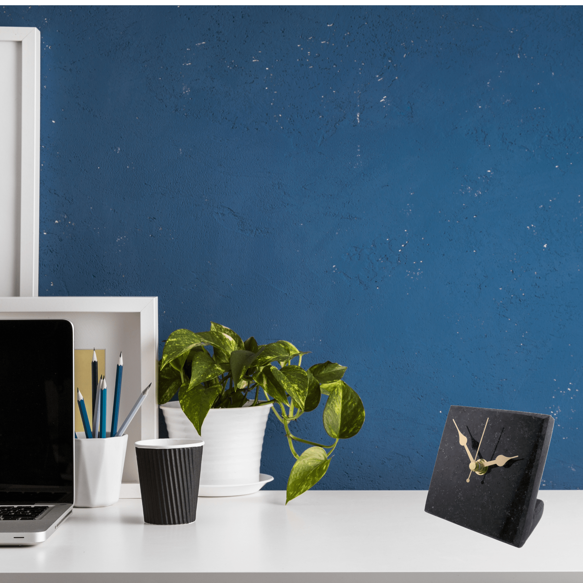 Handmade Granite Desk Clock – African Design, Natural Black Stone, Quartz Movement, Compact Freestanding 10×10×6 cm – Friendly Trading Co - FriendlyTradingCo