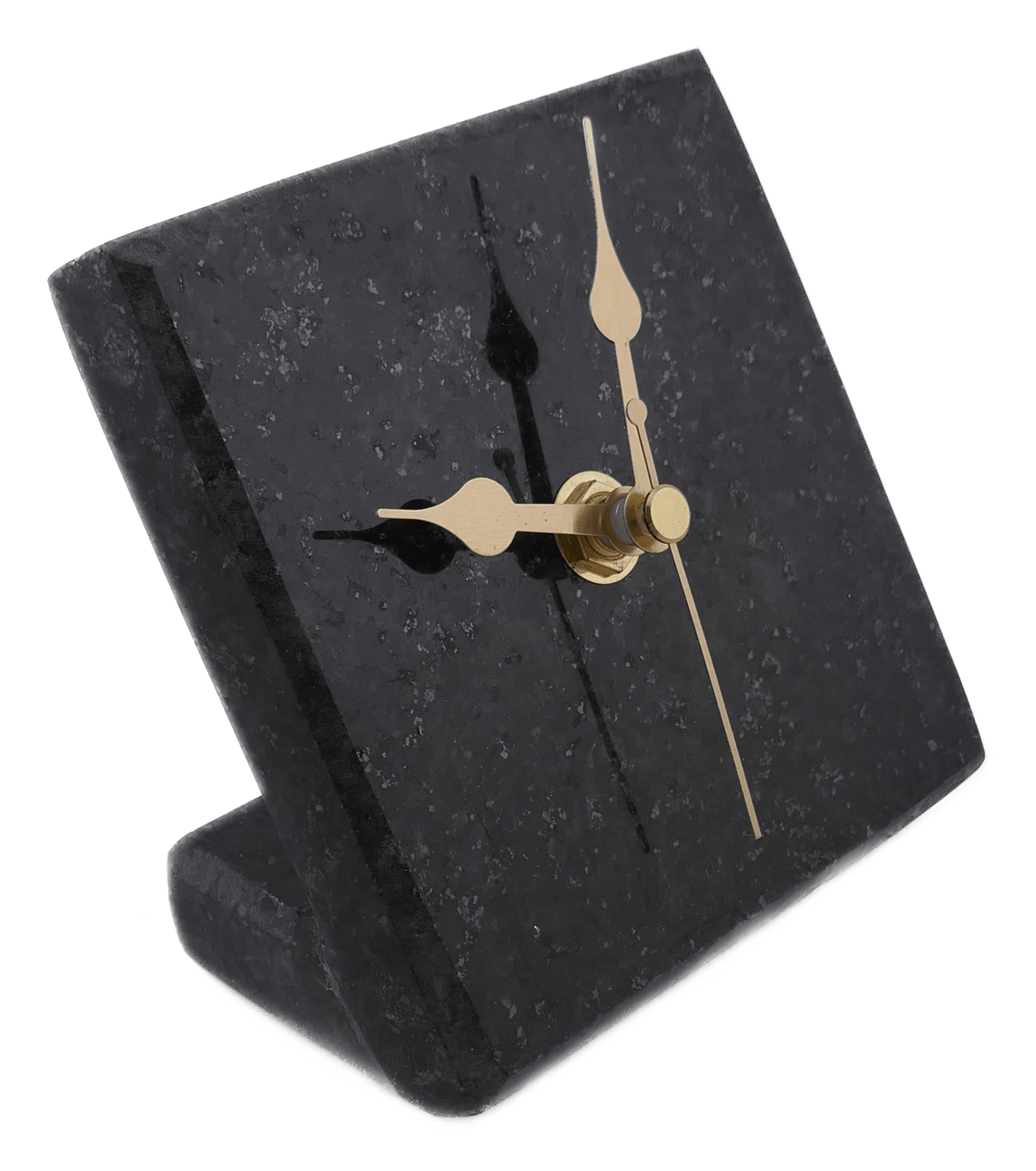 Handmade Granite Desk Clock – African Design, Natural Black Stone, Quartz Movement, Compact Freestanding 10×10×6 cm – Friendly Trading Co - FriendlyTradingCo