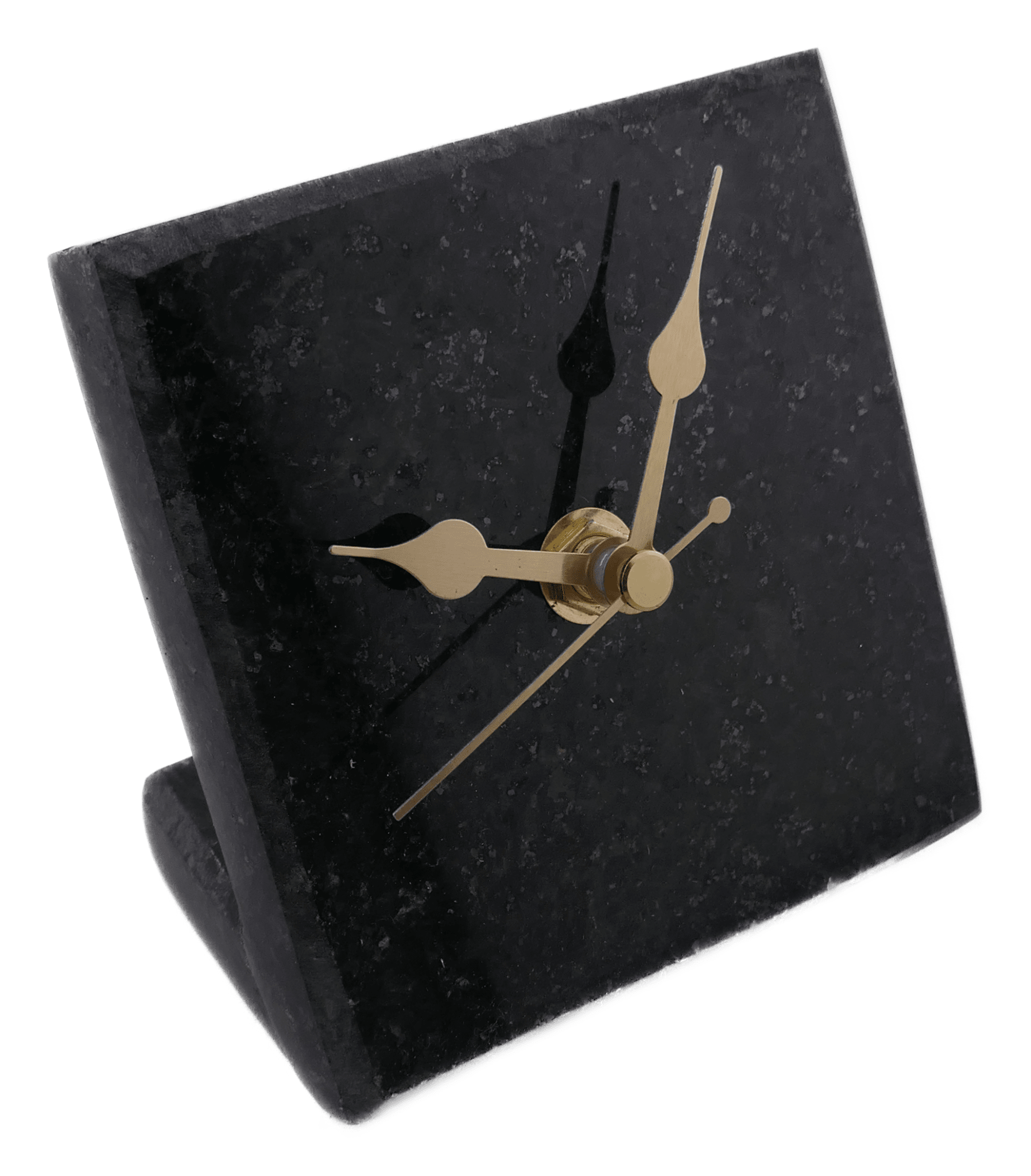 Handmade Granite Desk Clock – African Design, Natural Black Stone, Quartz Movement, Compact Freestanding 10×10×6 cm – Friendly Trading Co - FriendlyTradingCo