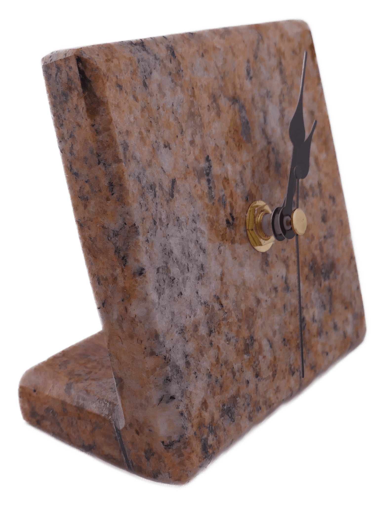 Handmade Granite Desk Clock – African Design, Natural Pink Stone, Quartz Movement, Compact Freestanding 10×10×6 cm – Friendly Trading Co - FriendlyTradingCo