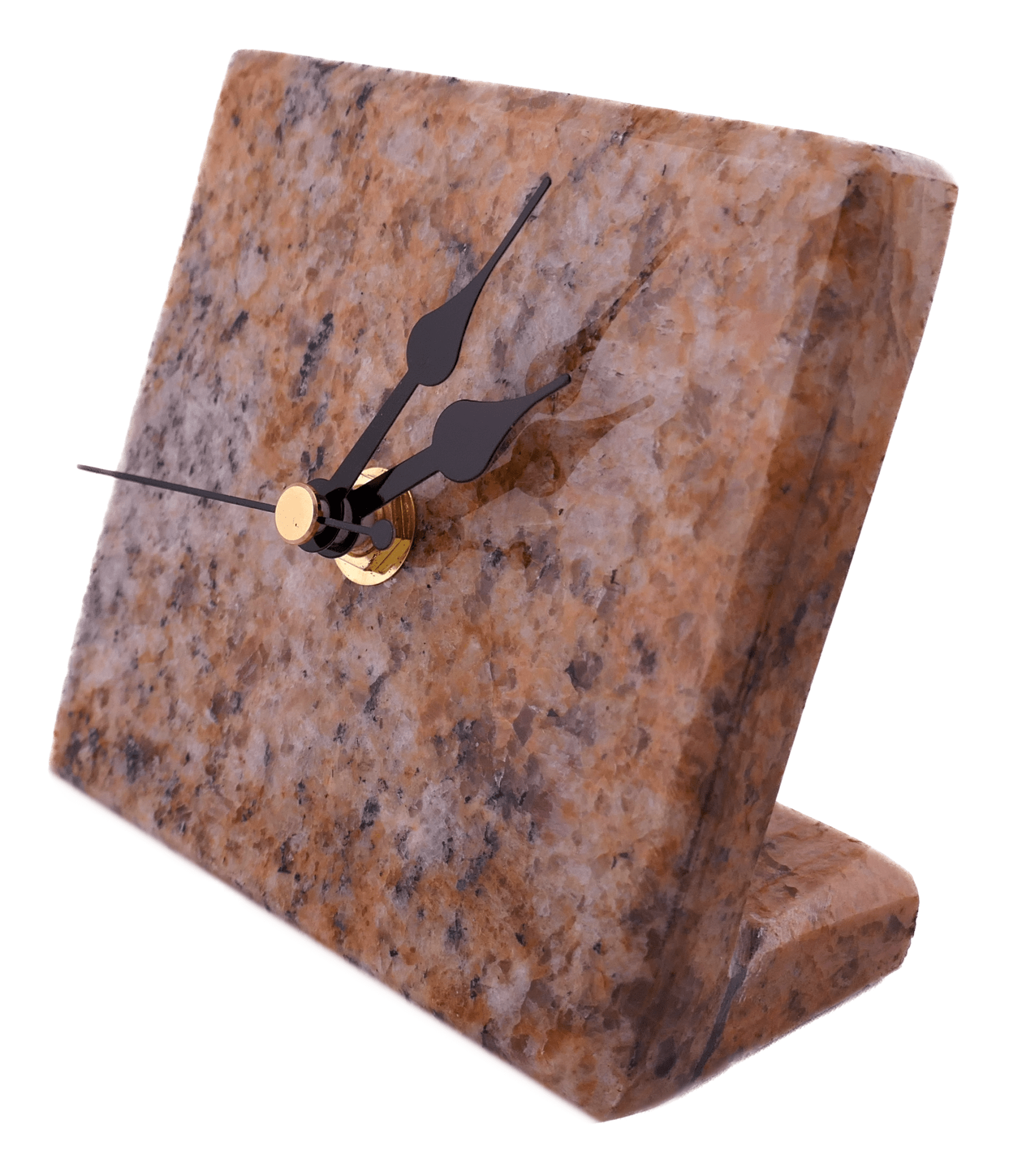 Handmade Granite Desk Clock – African Design, Natural Pink Stone, Quartz Movement, Compact Freestanding 10×10×6 cm – Friendly Trading Co - FriendlyTradingCo