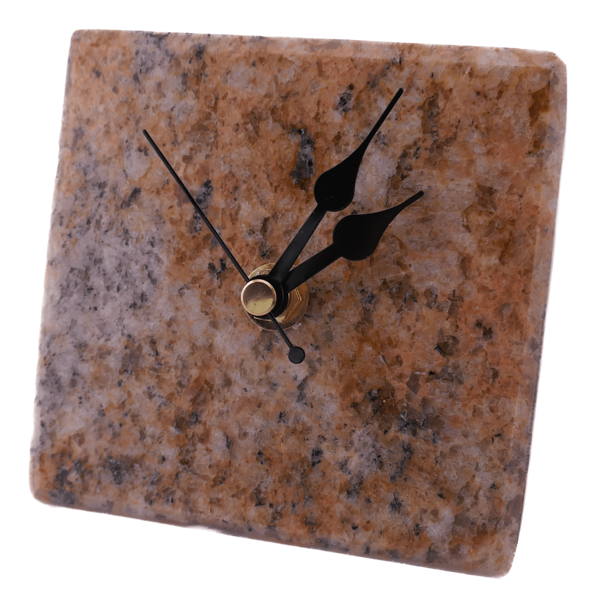 Handmade Granite Desk Clock – African Design, Natural Pink Stone, Quartz Movement, Compact Freestanding 10×10×6 cm – Friendly Trading Co - FriendlyTradingCo