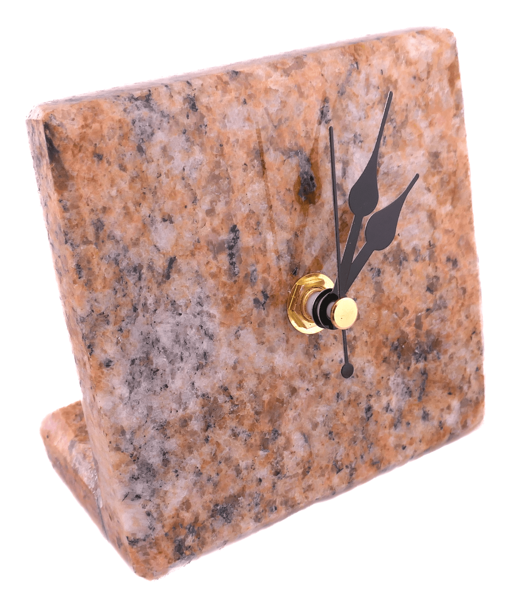 Handmade Granite Desk Clock – African Design, Natural Pink Stone, Quartz Movement, Compact Freestanding 10×10×6 cm – Friendly Trading Co - FriendlyTradingCo