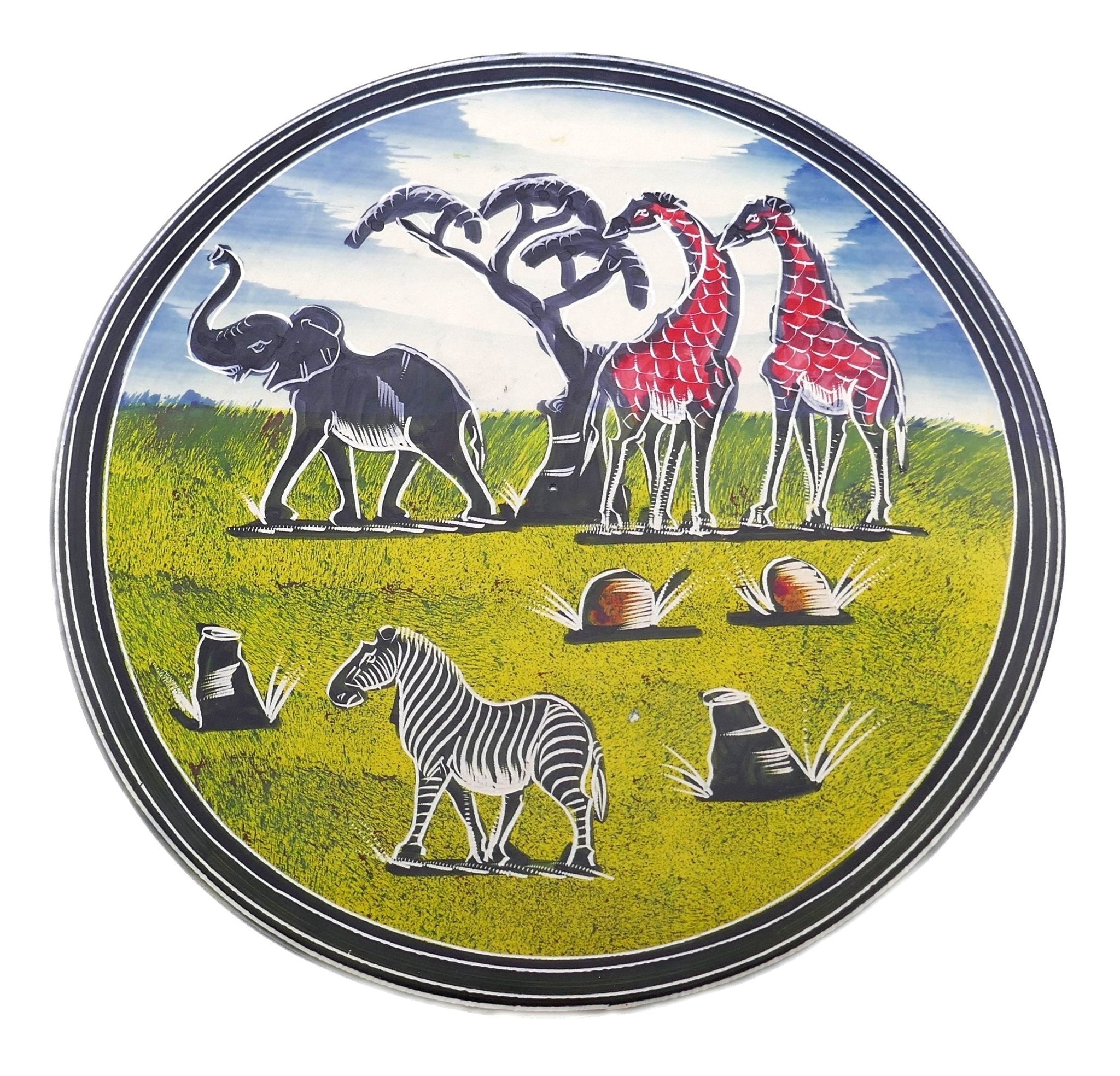 Handmade Stone Trivet / Hot plate // African Wildlife design / plain base // Protect your table from hot pots and pans 20 cm / 8
