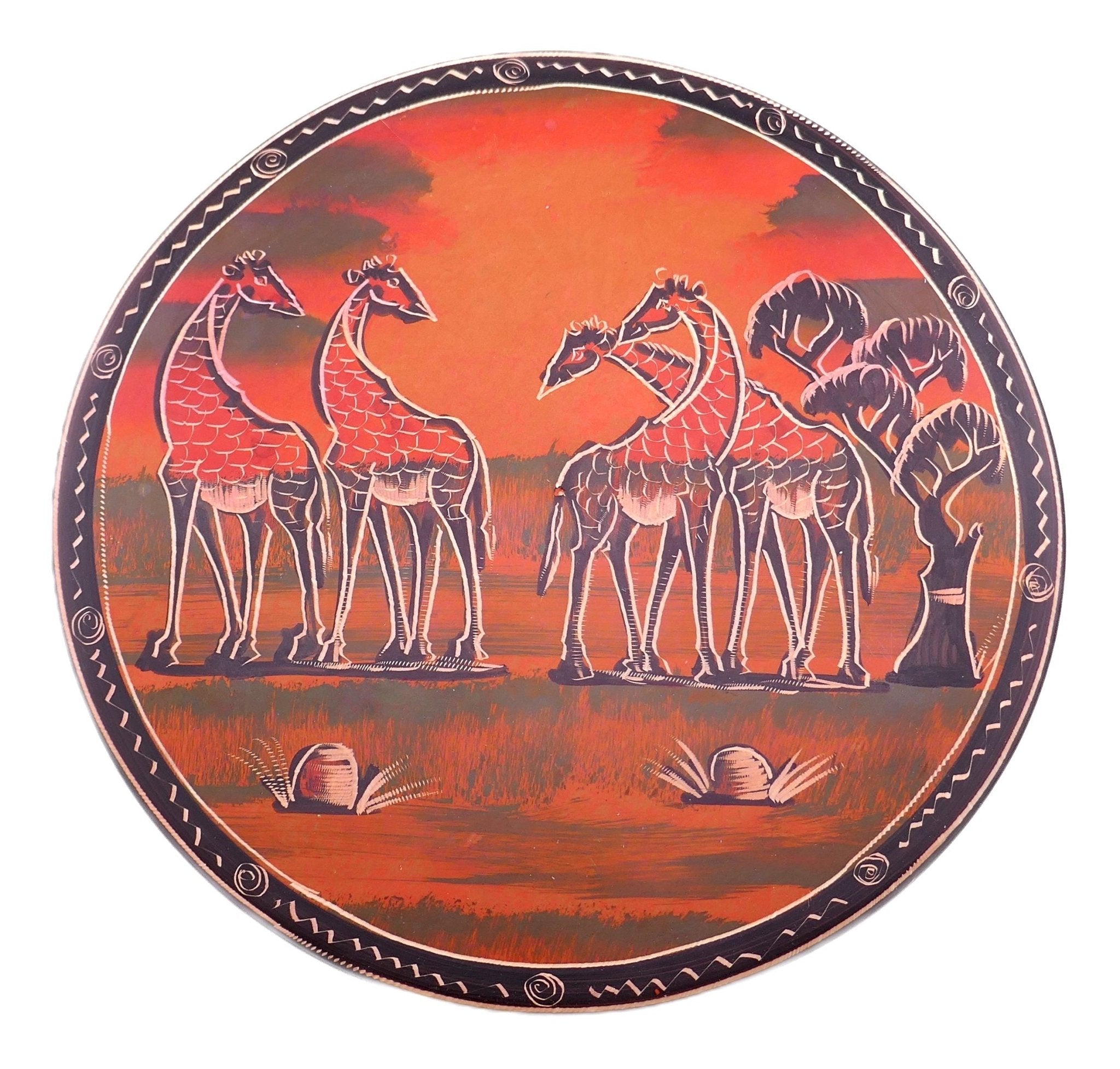 Handmade Stone Trivet / Hot plate // African Wildlife / Village / Dancers designs // Protect your table from hot pots and pans 20 cm / 8" // with Storycard - FriendlyTradingCo