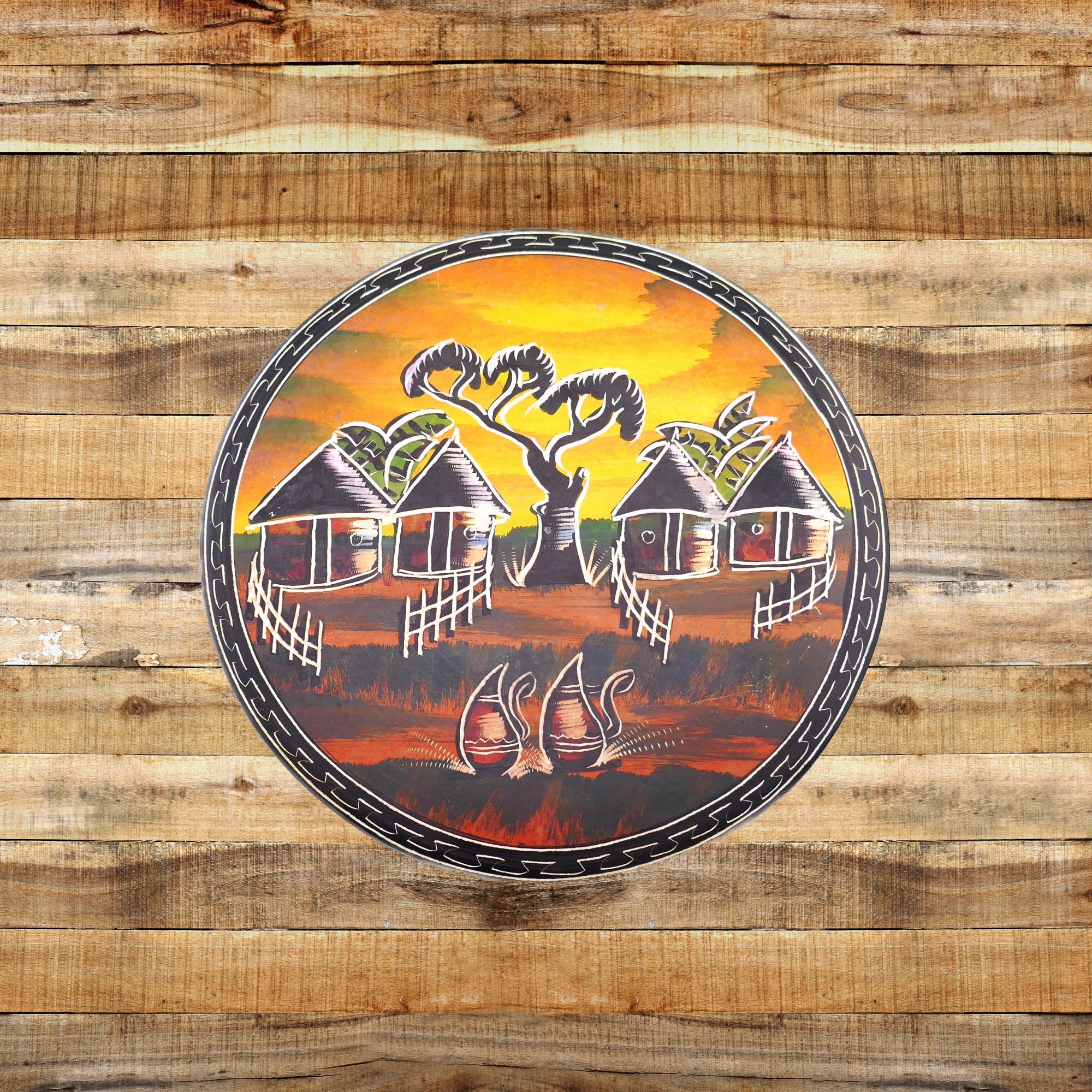Handmade Stone Trivet / Hot plate // African Wildlife / Village / Dancers designs // Protect your table from hot pots and pans 20 cm / 8" // with Storycard - FriendlyTradingCo
