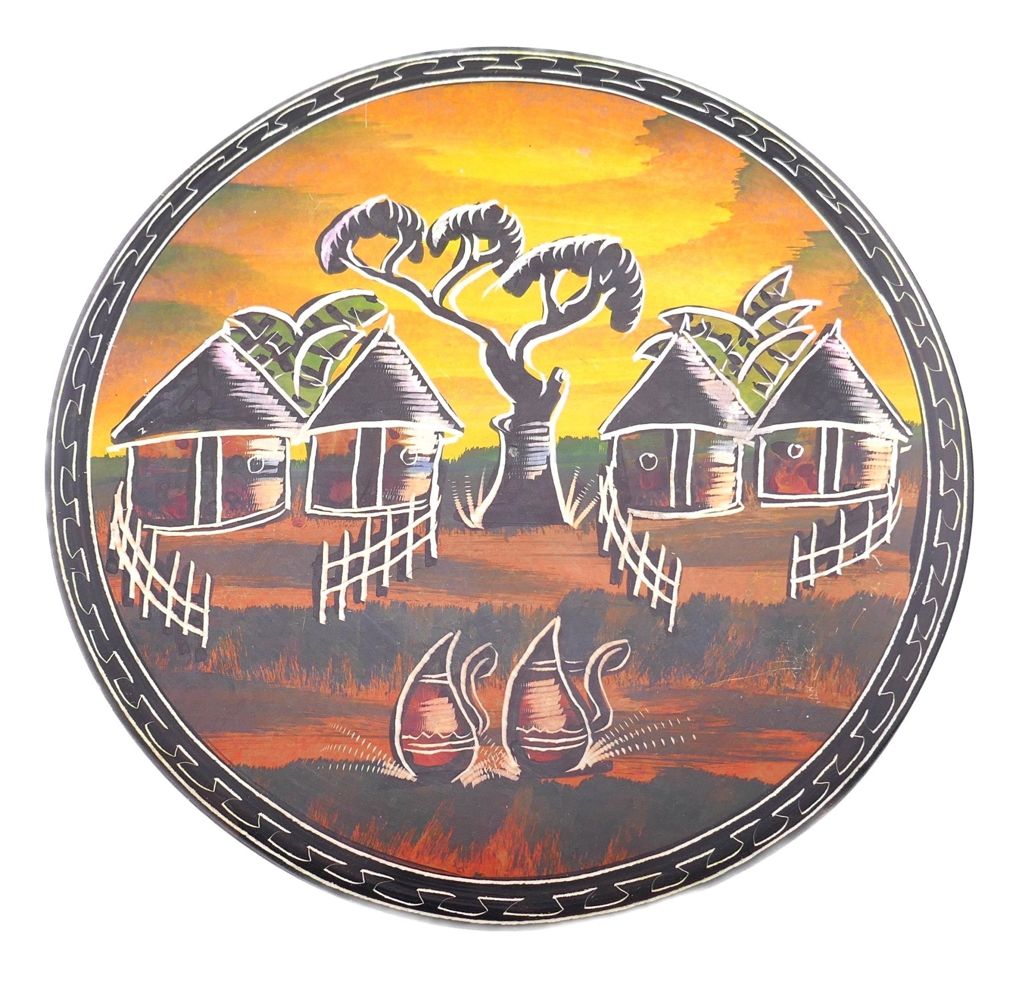 Handmade Stone Trivet / Hot plate // African Wildlife / Village / Dancers designs // Protect your table from hot pots and pans 20 cm / 8" // with Storycard - FriendlyTradingCo