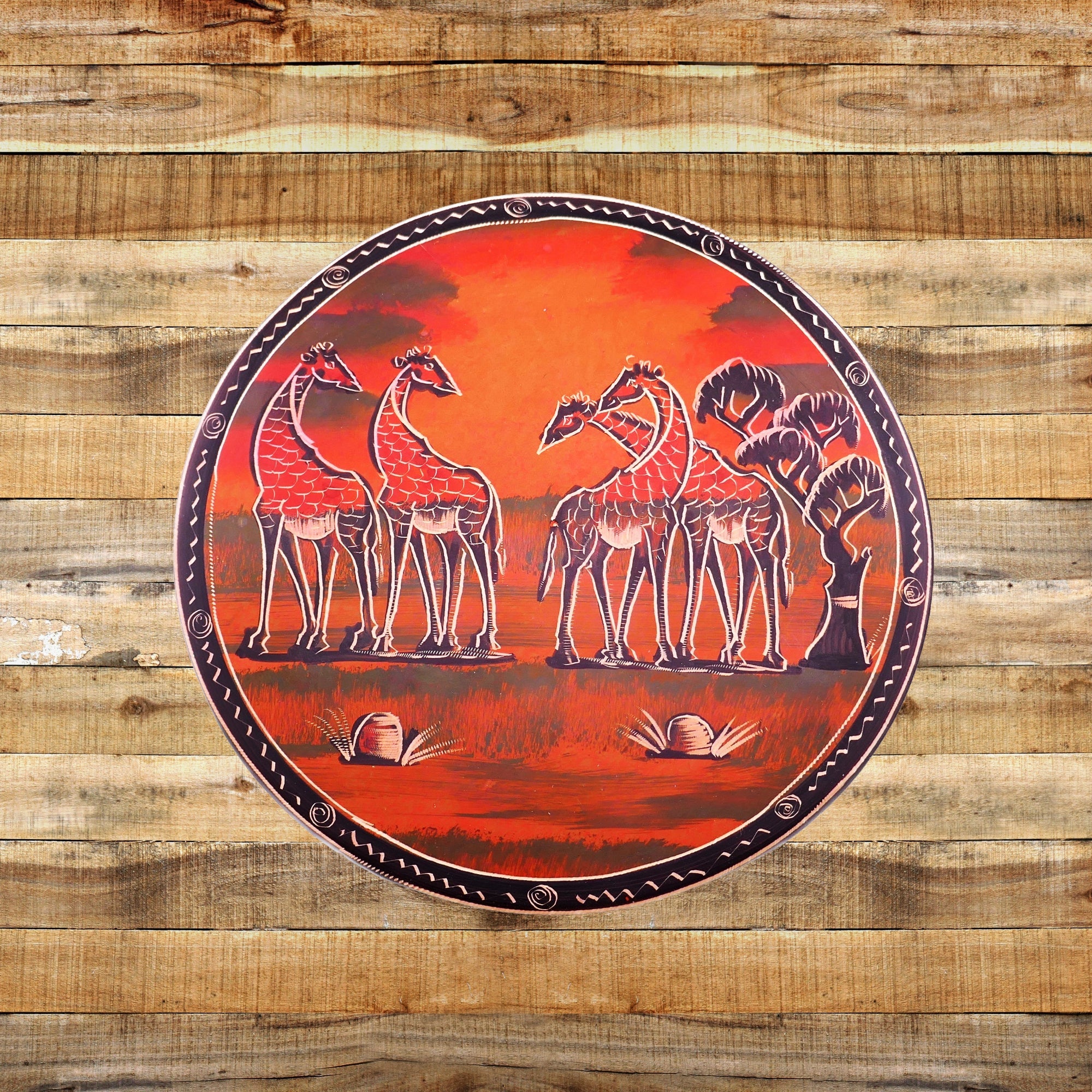 Handmade Stone Trivet / Hot plate // African Wildlife / Village / Dancers designs // Protect your table from hot pots and pans 20 cm / 8" // with Storycard - FriendlyTradingCo