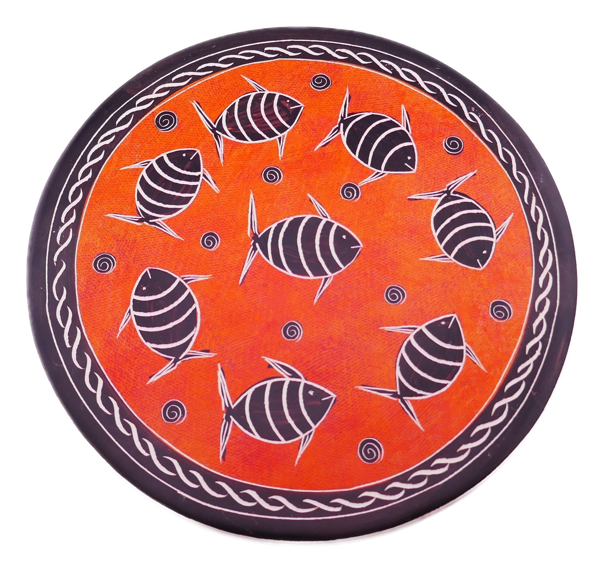 Handmade Stone Trivet / Hot plate // Orange Fish design // Protect your table from hot pots and pans 25 cm / 10