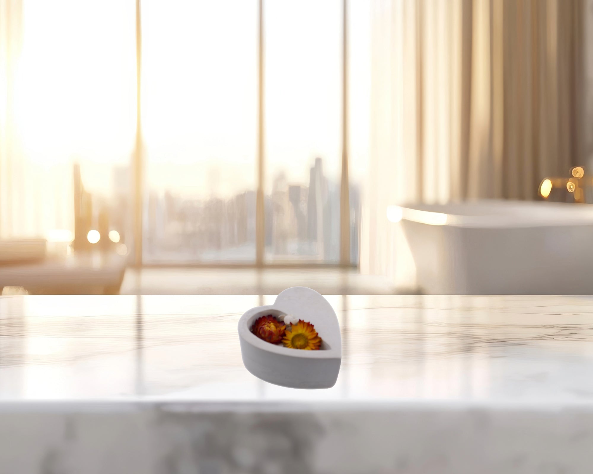 Heart - Shaped Pot - Pourri holder // handcrafted in stone // 10cm with Pot - Pourri & Storycard - FriendlyTradingCo