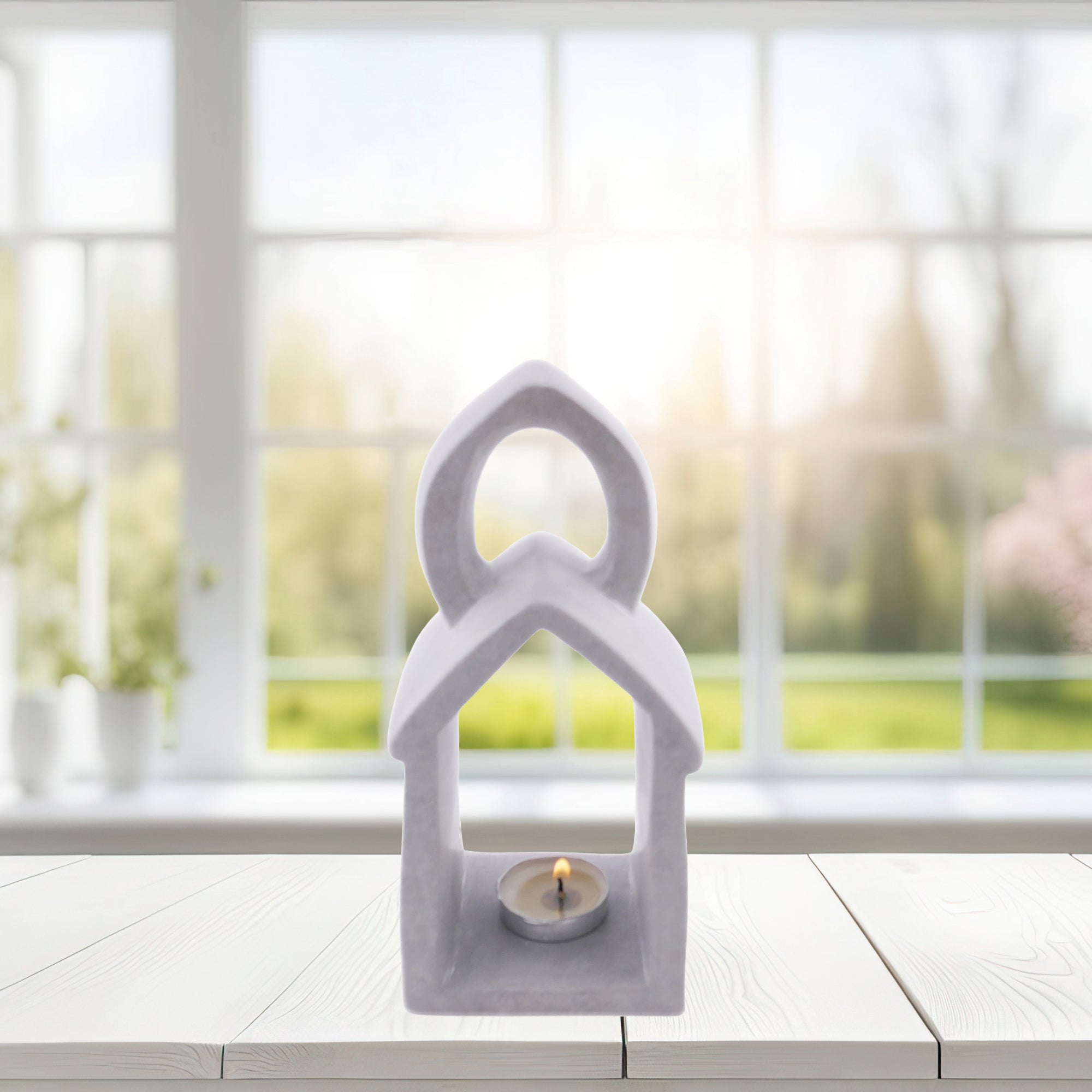 Lantern Design Tealight Candle Lamp hand made 16cm with Storycard Natural / Grey / Orange - FriendlyTradingCo