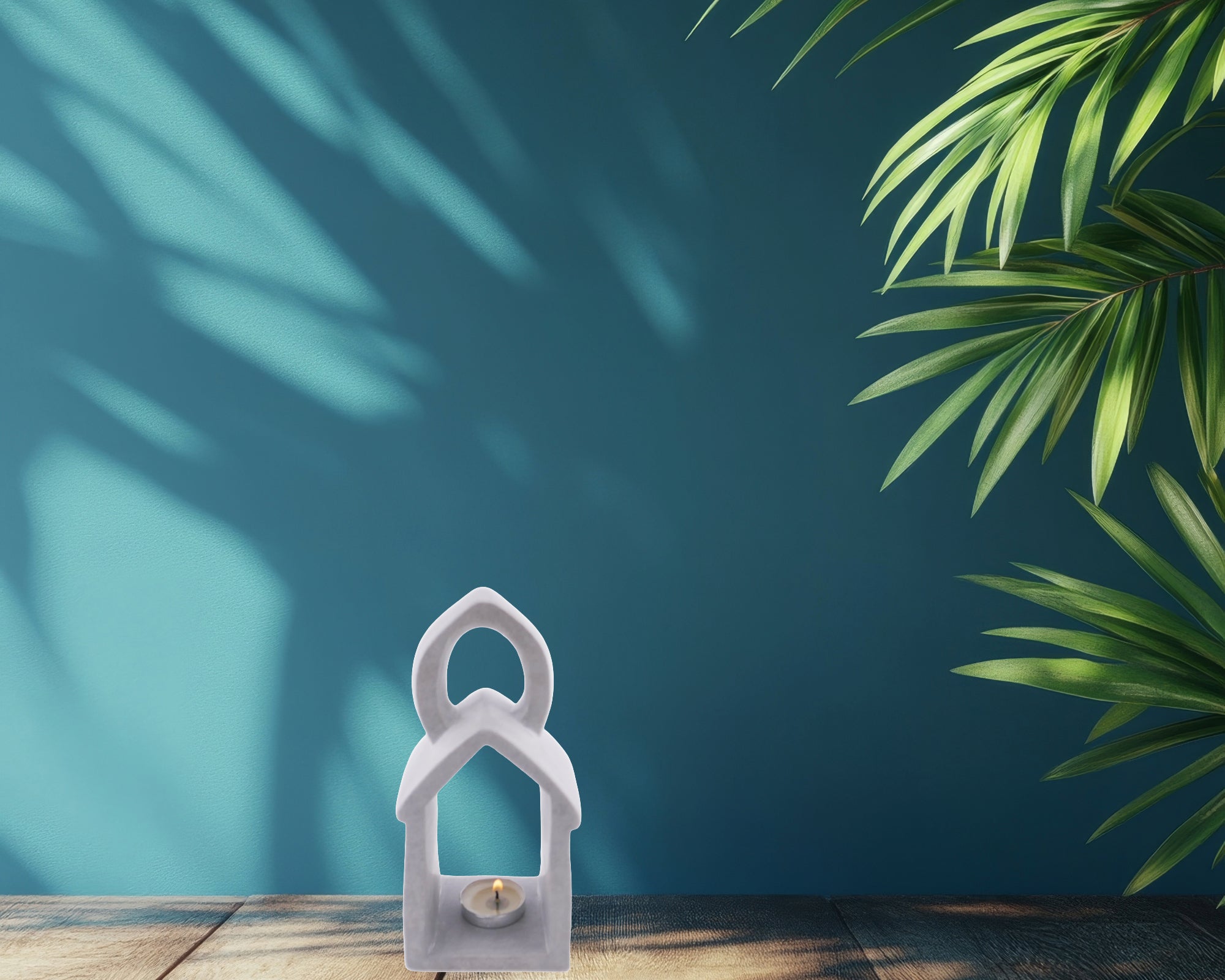 Lantern Design Tealight Candle Lamp hand made 16cm with Storycard Natural / Grey / Orange - FriendlyTradingCo